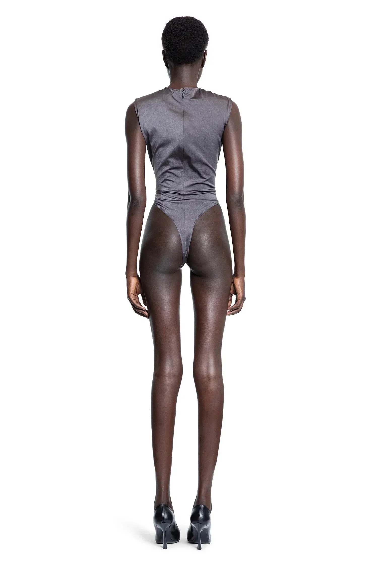 Mugler Sleeveless Shoulder Logo Bodysuit