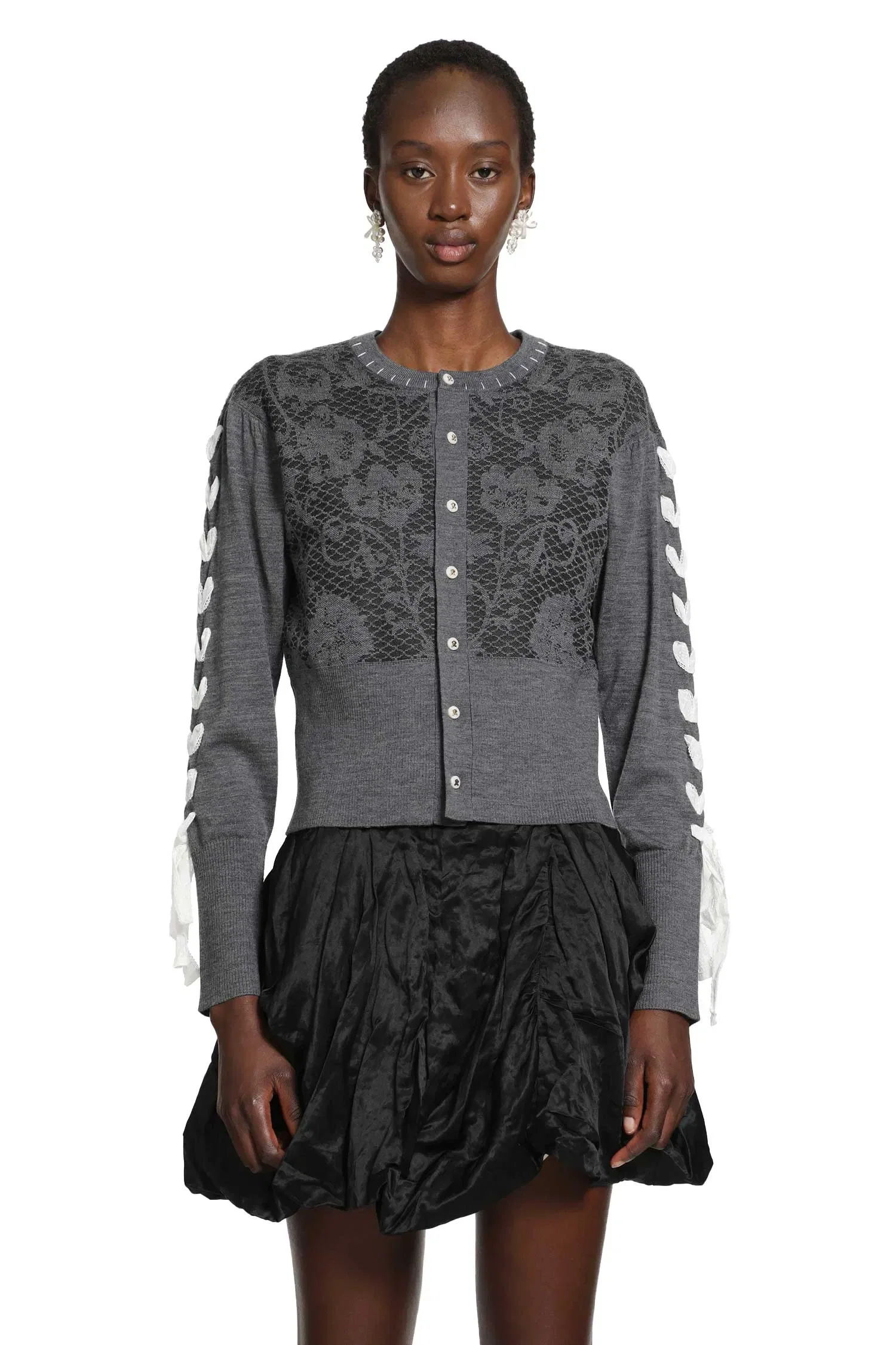 Renli Su Floral Lace Wool Cardigan