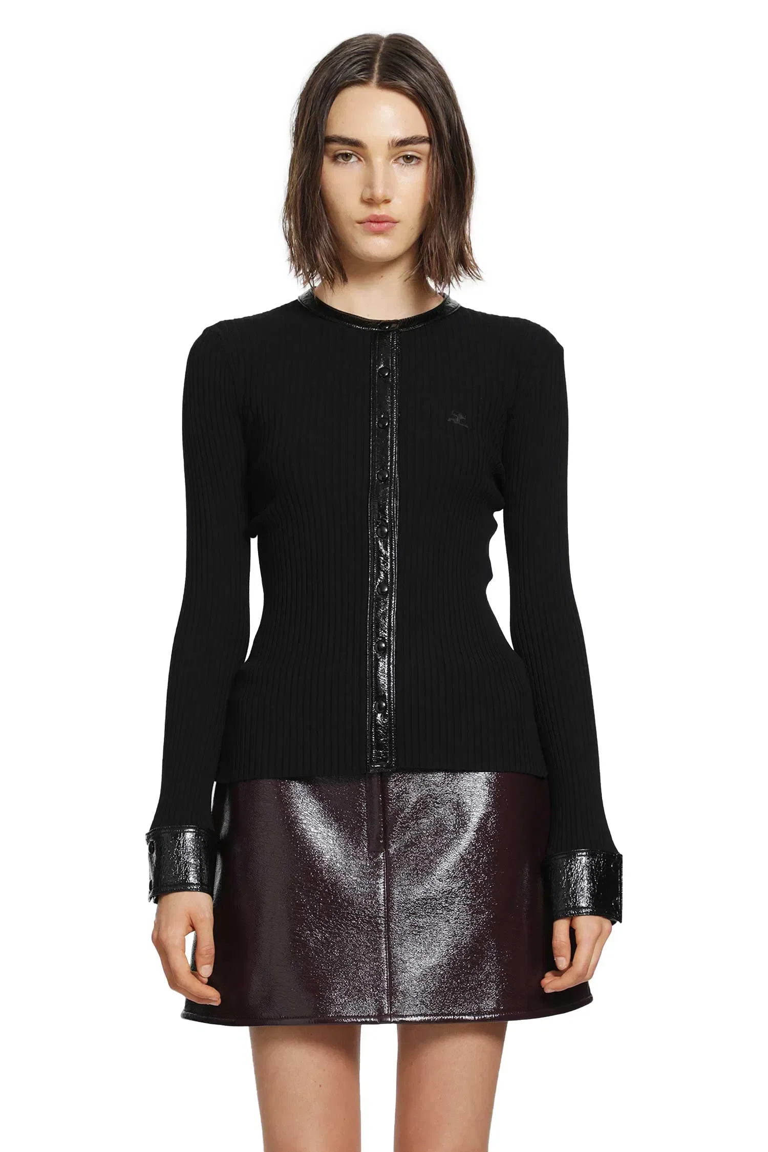 Courrèges Vinyl and Knit Cardigan