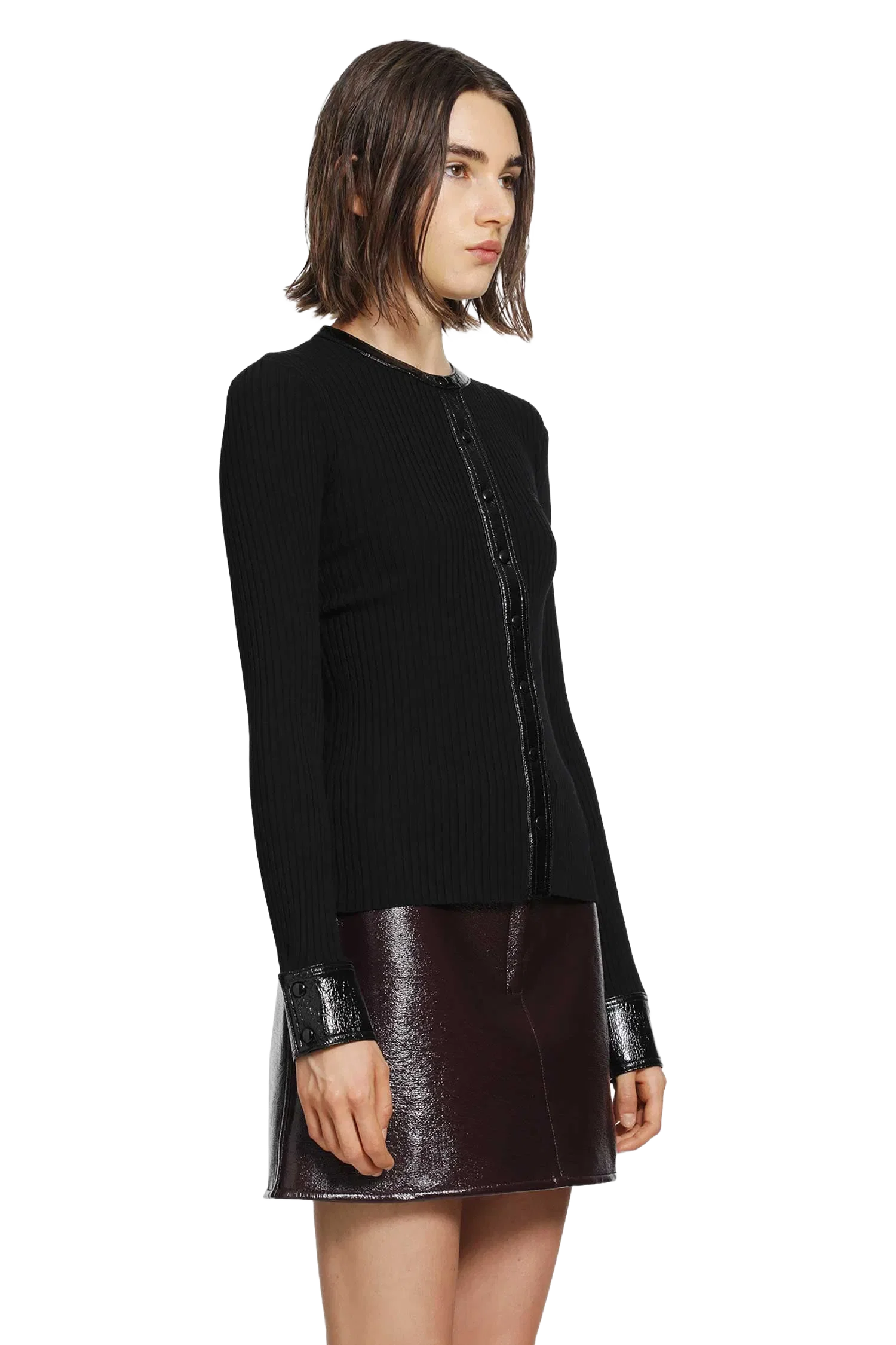 Courrèges Vinyl and Knit Cardigan