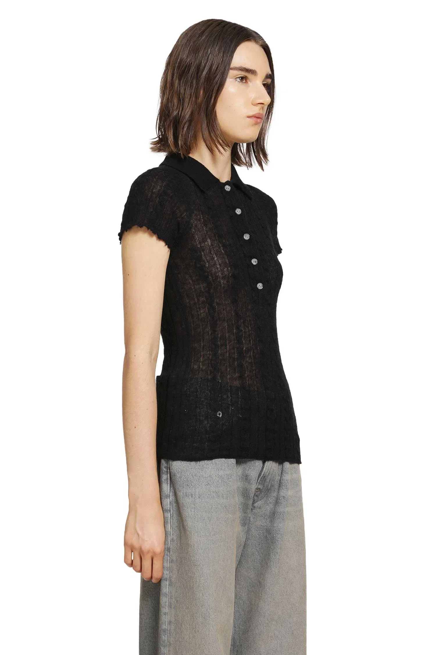 Haikure Laurie Semi-Sheer Polo Shirt