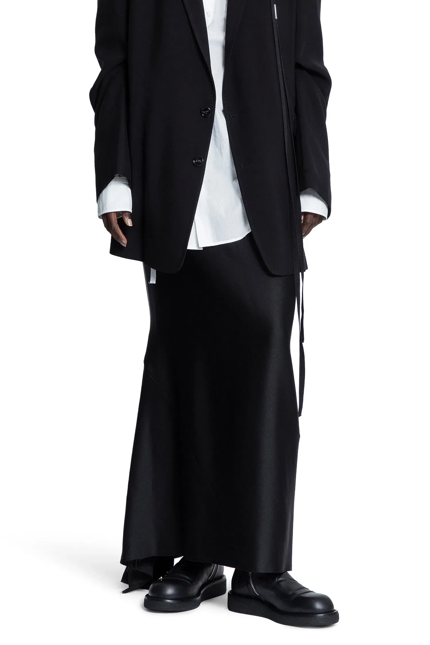 Ann Demeulemeester Eveline Long Bias Skirt in Cady Satin