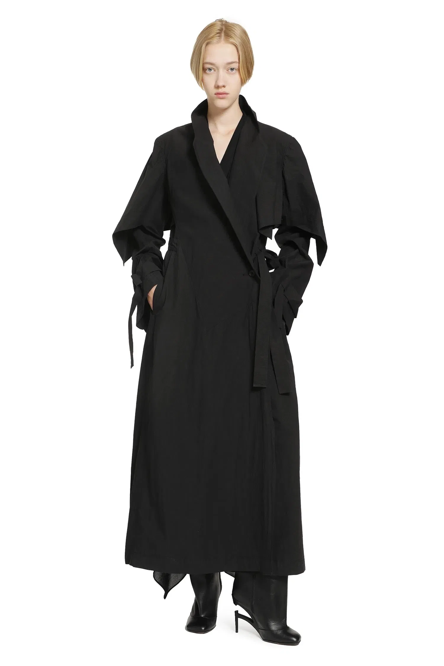 YEHUAFAN Draped Trench Coat