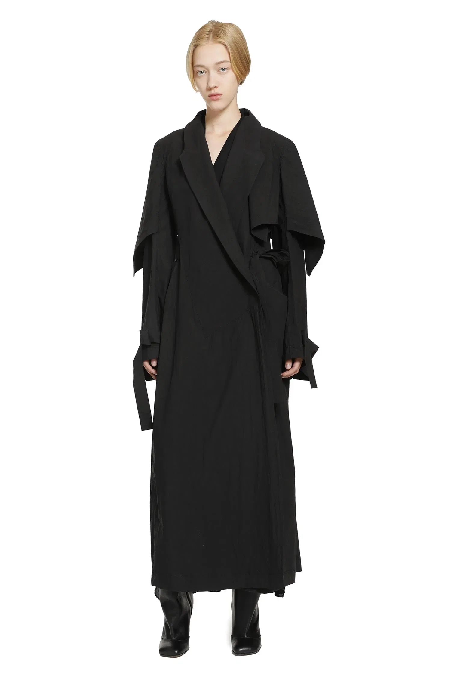 YEHUAFAN Draped Trench Coat