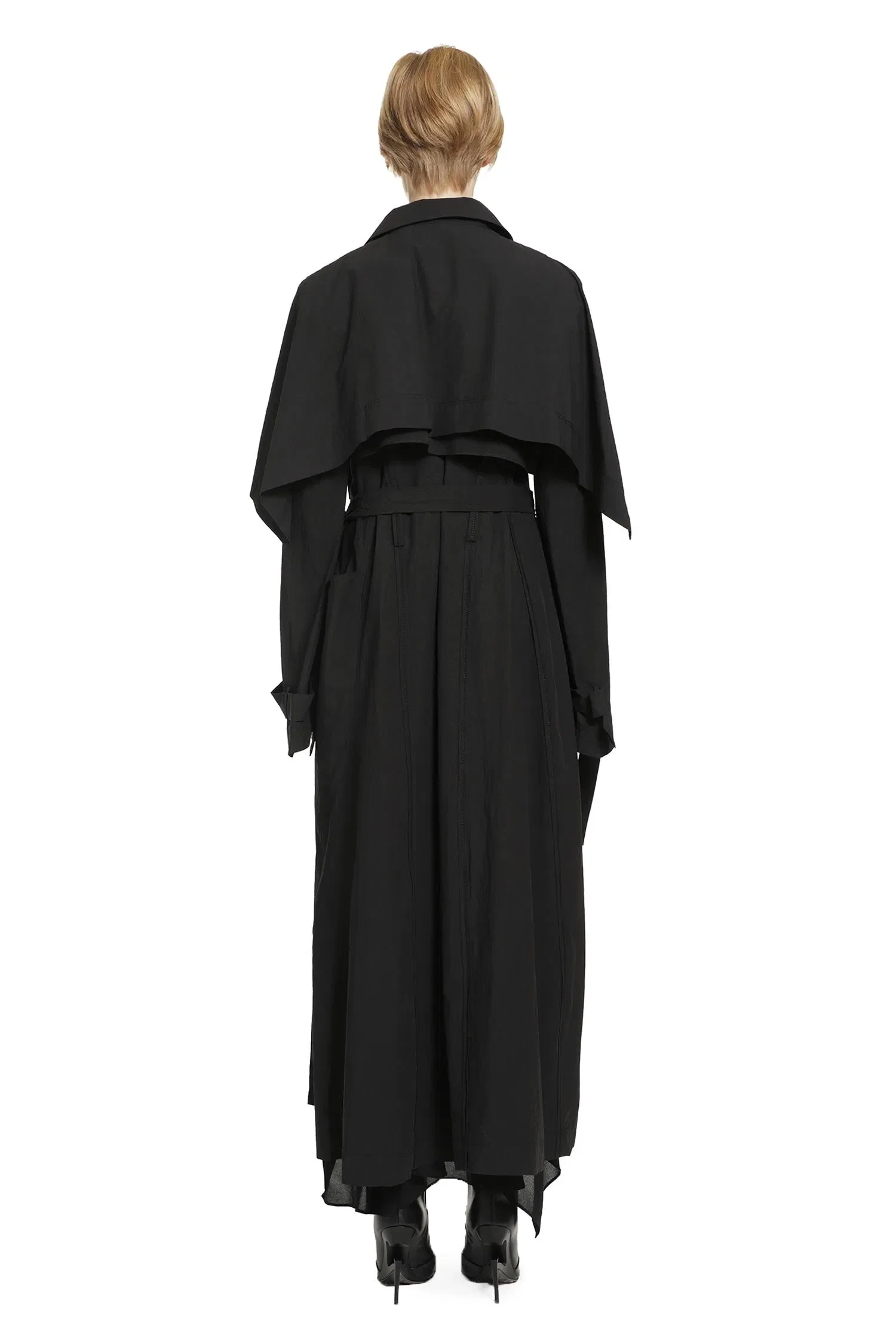 YEHUAFAN Draped Trench Coat