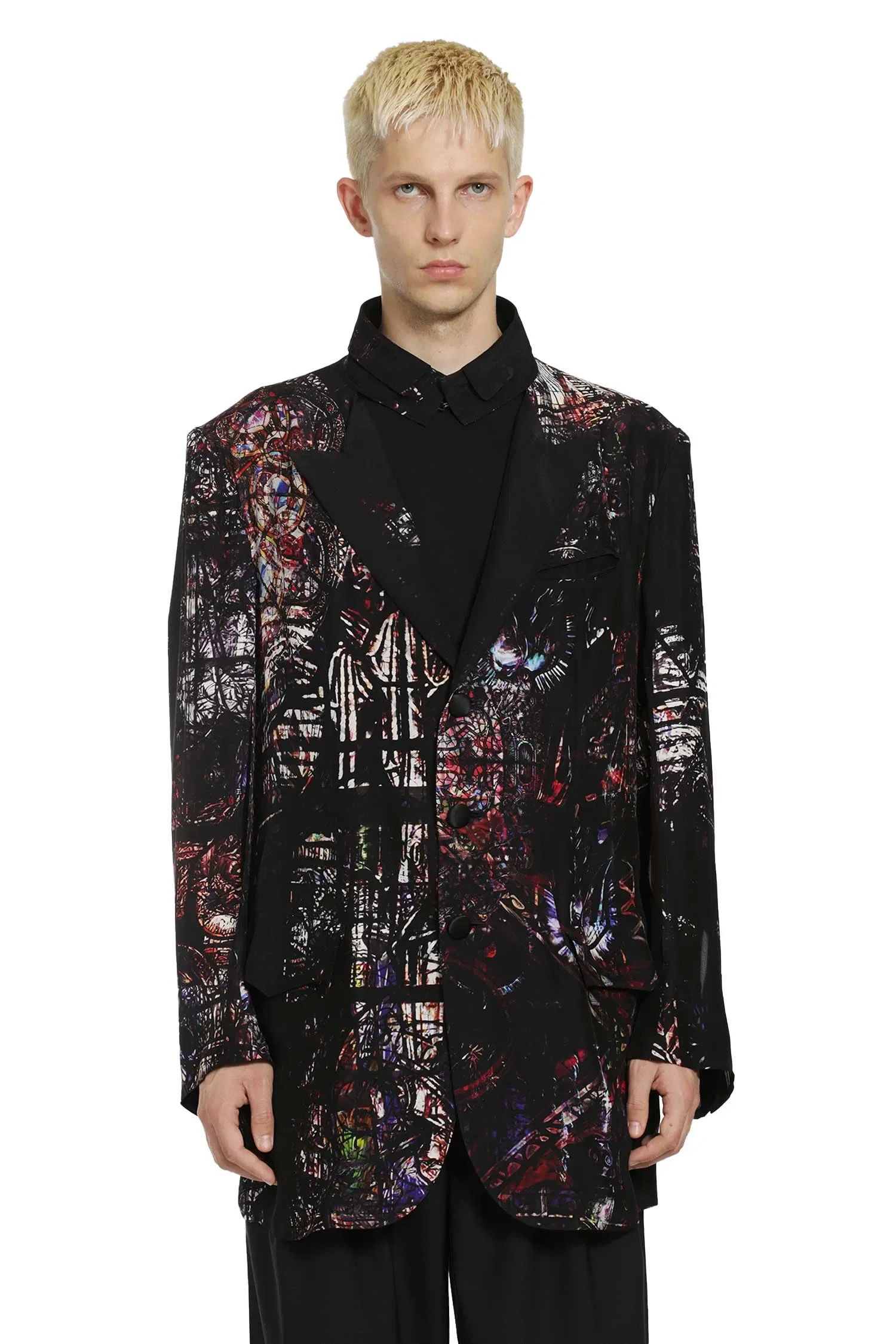 Yohji Yamamoto Stained Glass Printed Message Blazer