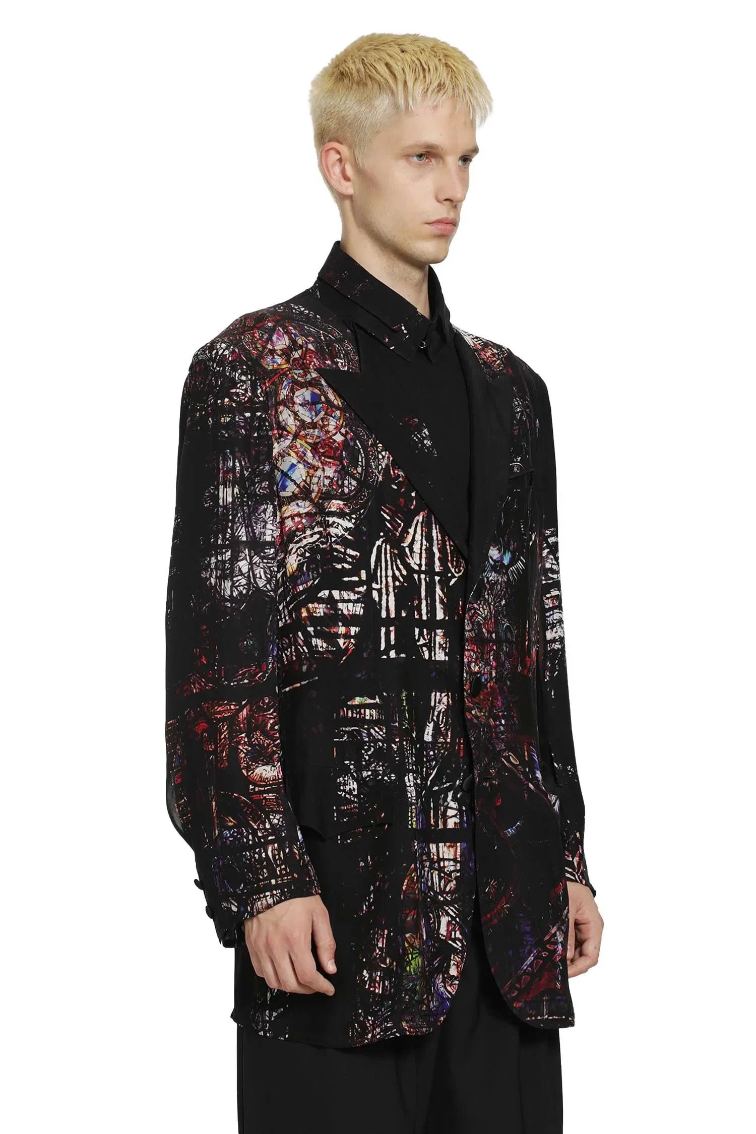 Yohji Yamamoto Stained Glass Printed Message Blazer