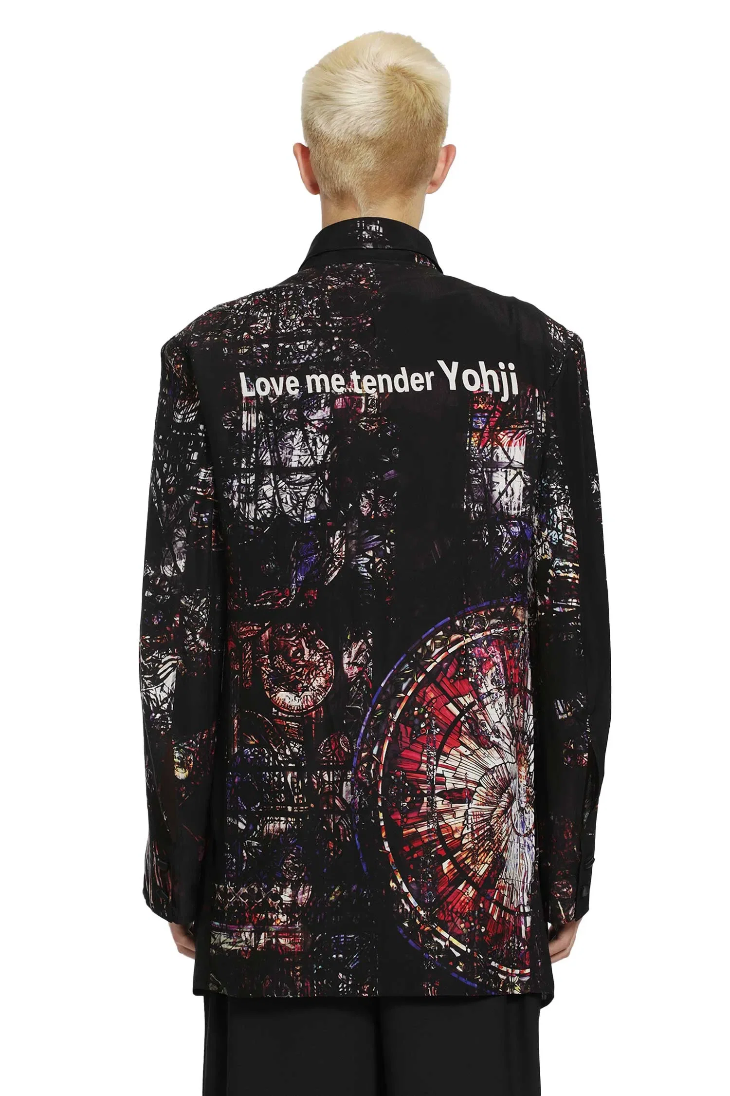 Yohji Yamamoto Stained Glass Printed Message Blazer