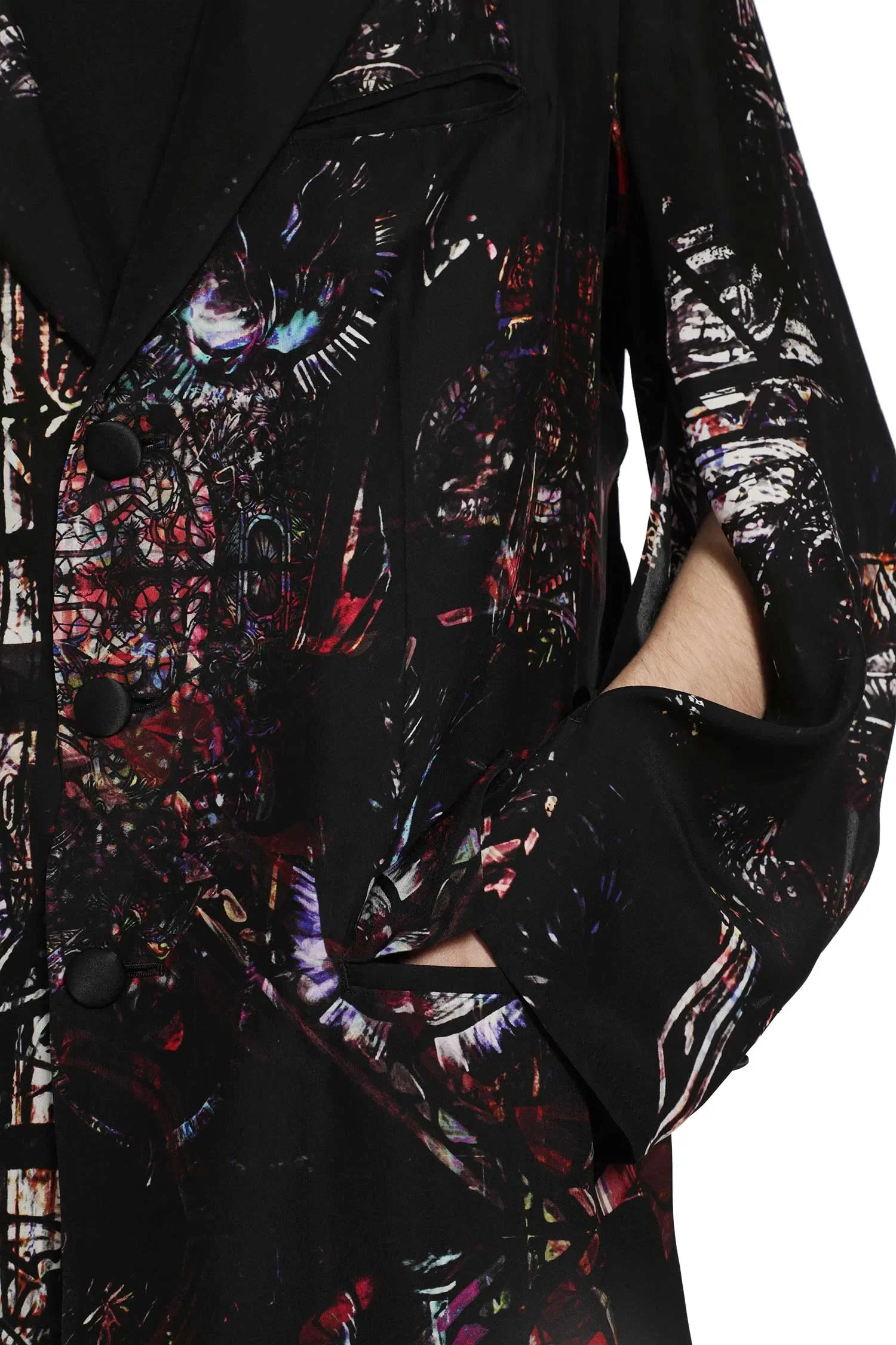 Yohji Yamamoto Stained Glass Printed Message Blazer