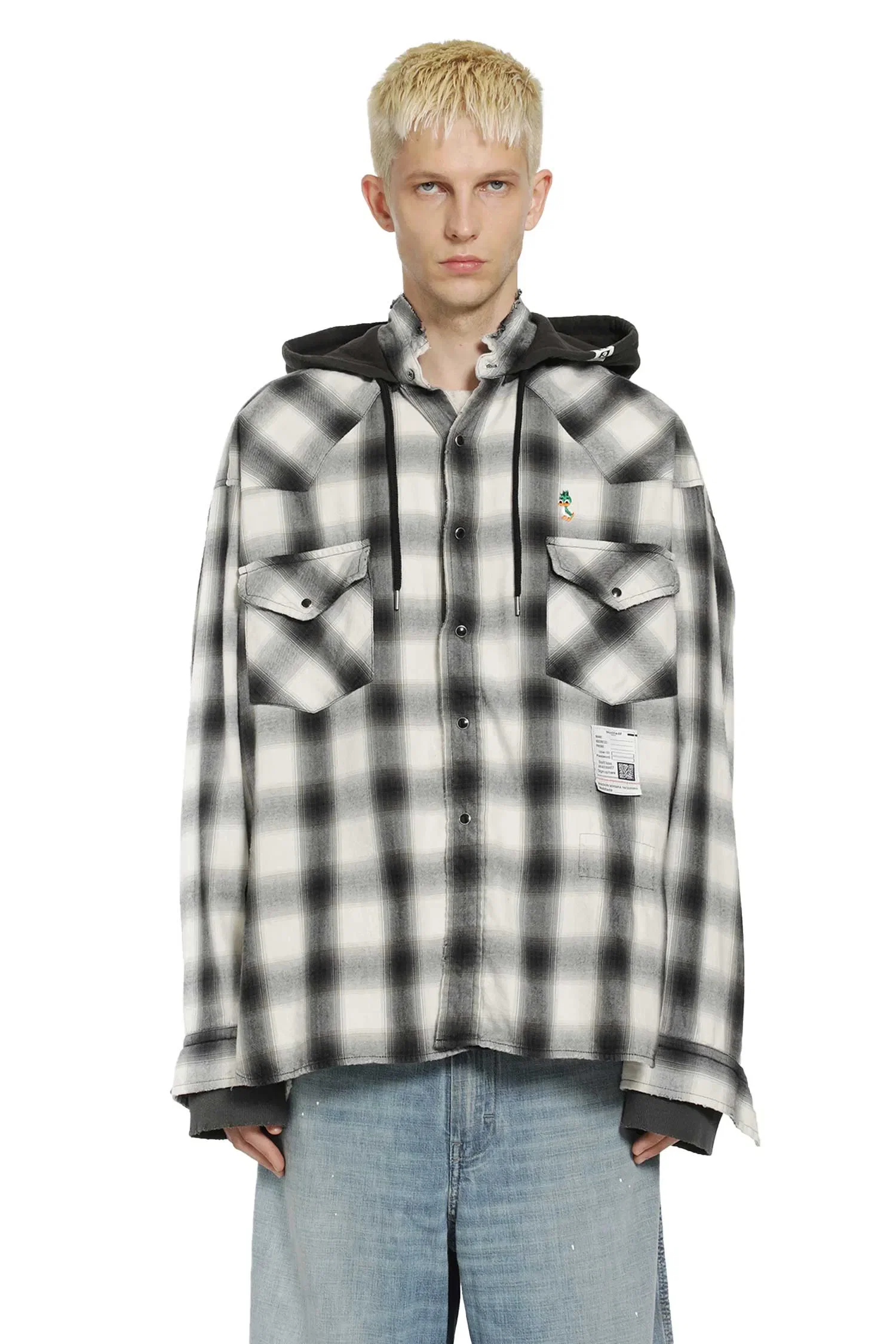 Maison Mihara Yasuhiro Hoodie Combine Checkered Shirt