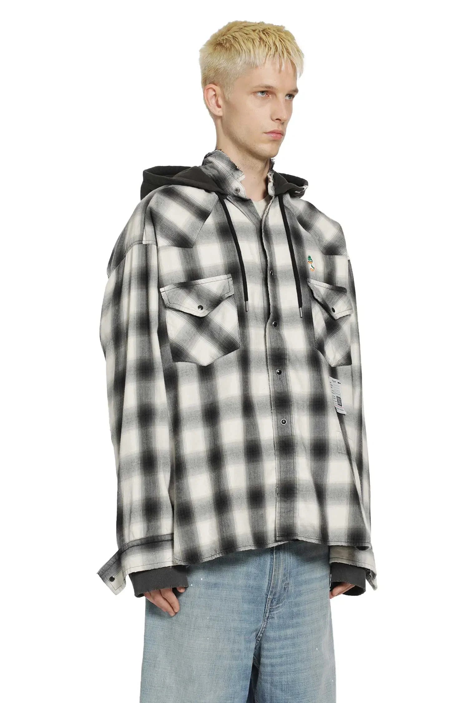 Maison Mihara Yasuhiro Hoodie Combine Checkered Shirt