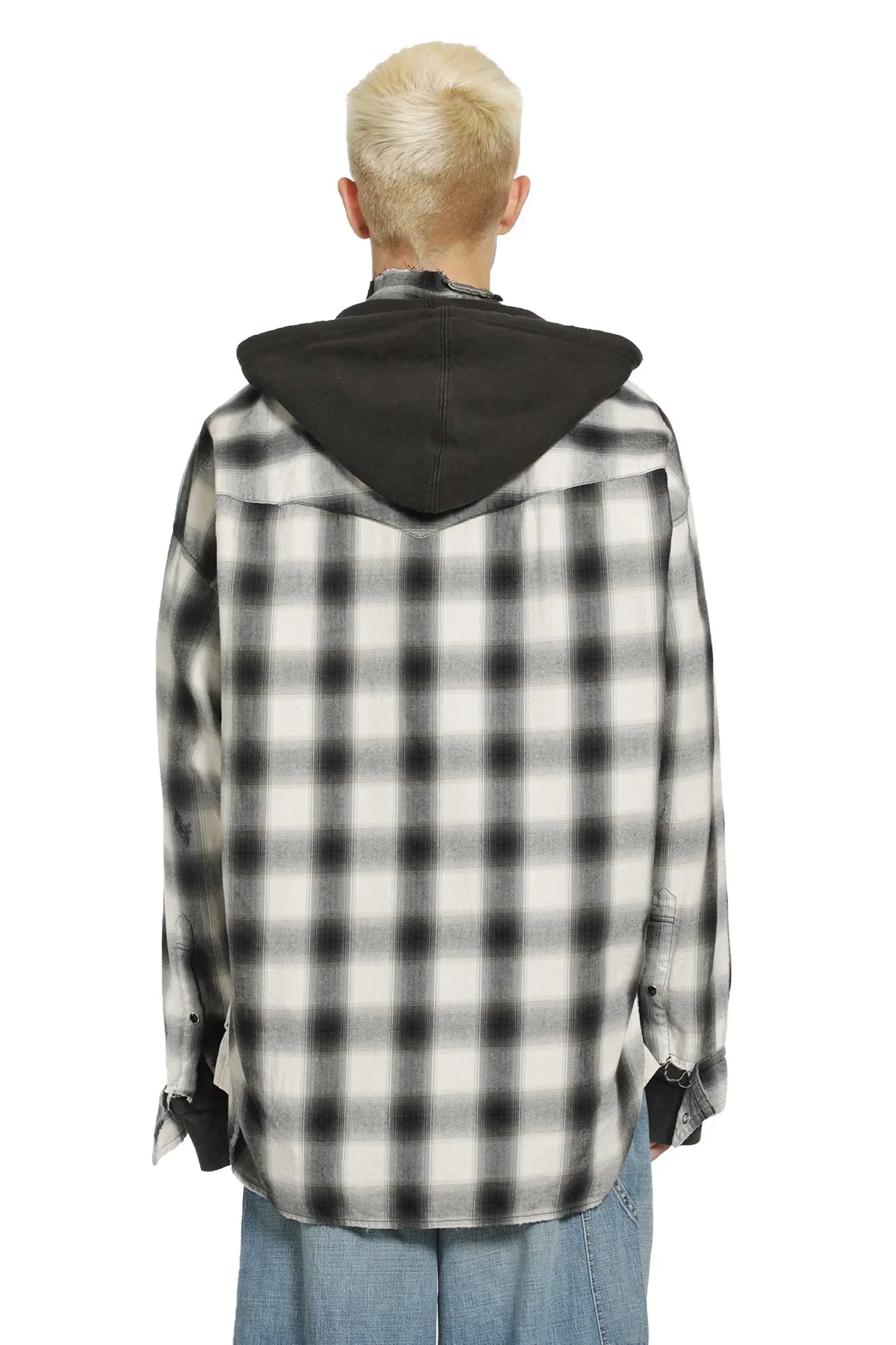 Maison Mihara Yasuhiro Hoodie Combine Checkered Shirt