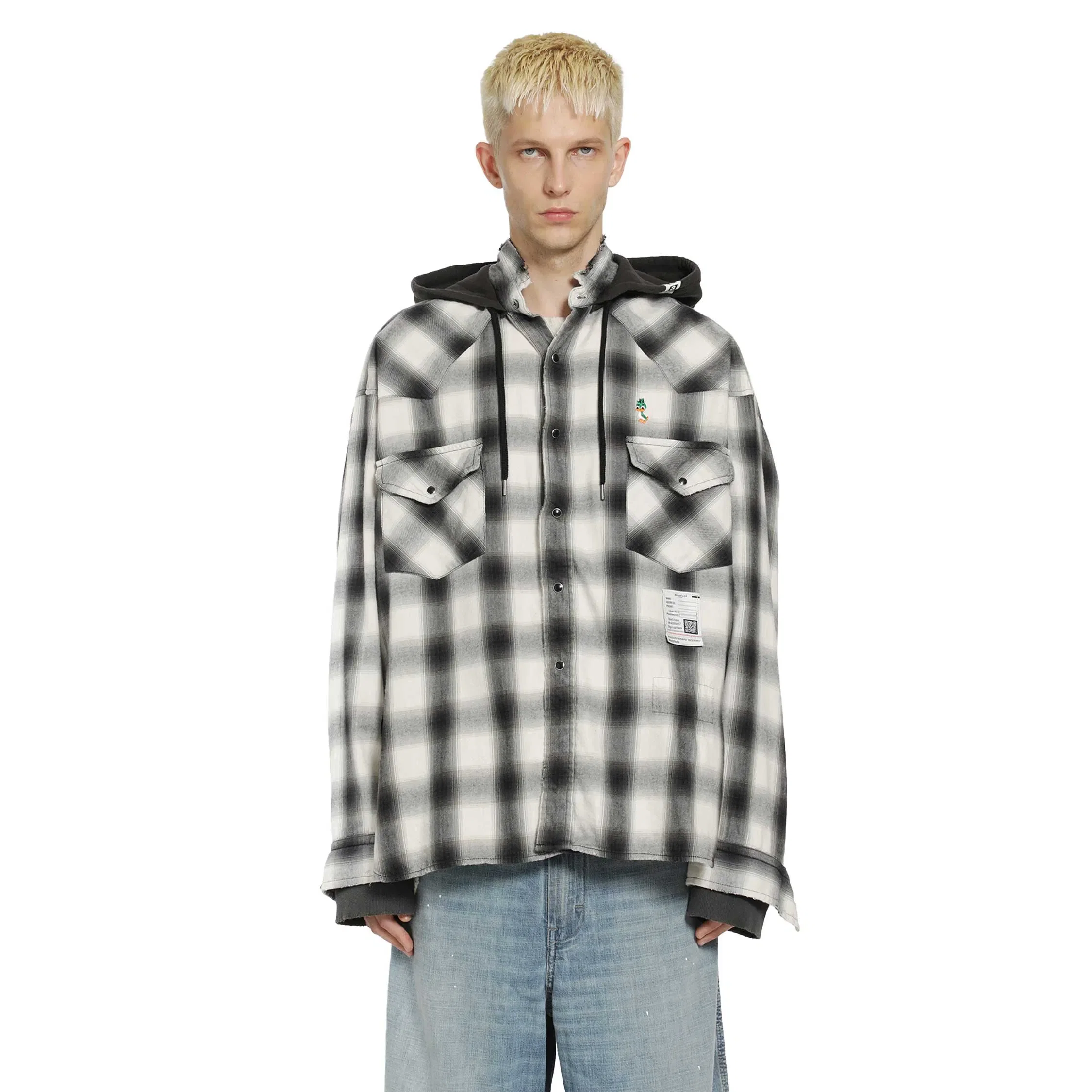 Maison Mihara Yasuhiro Hoodie Combine Checkered Shirt