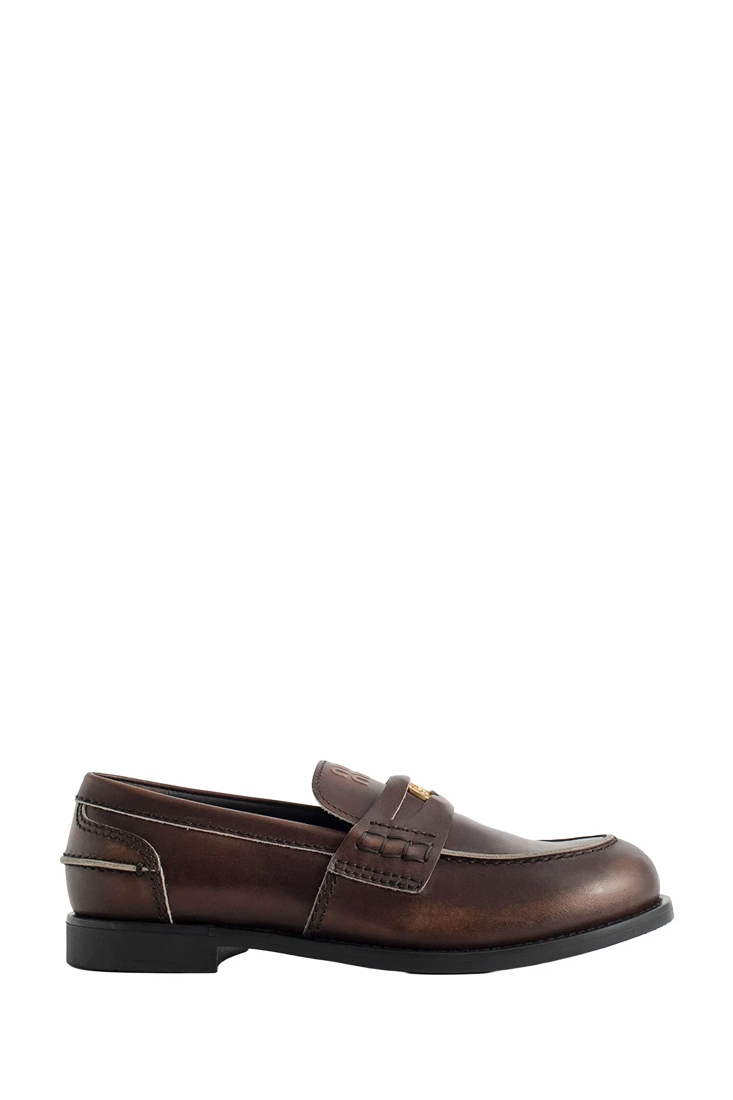 Miu Miu Vintage-effect Leather Penny Loafers