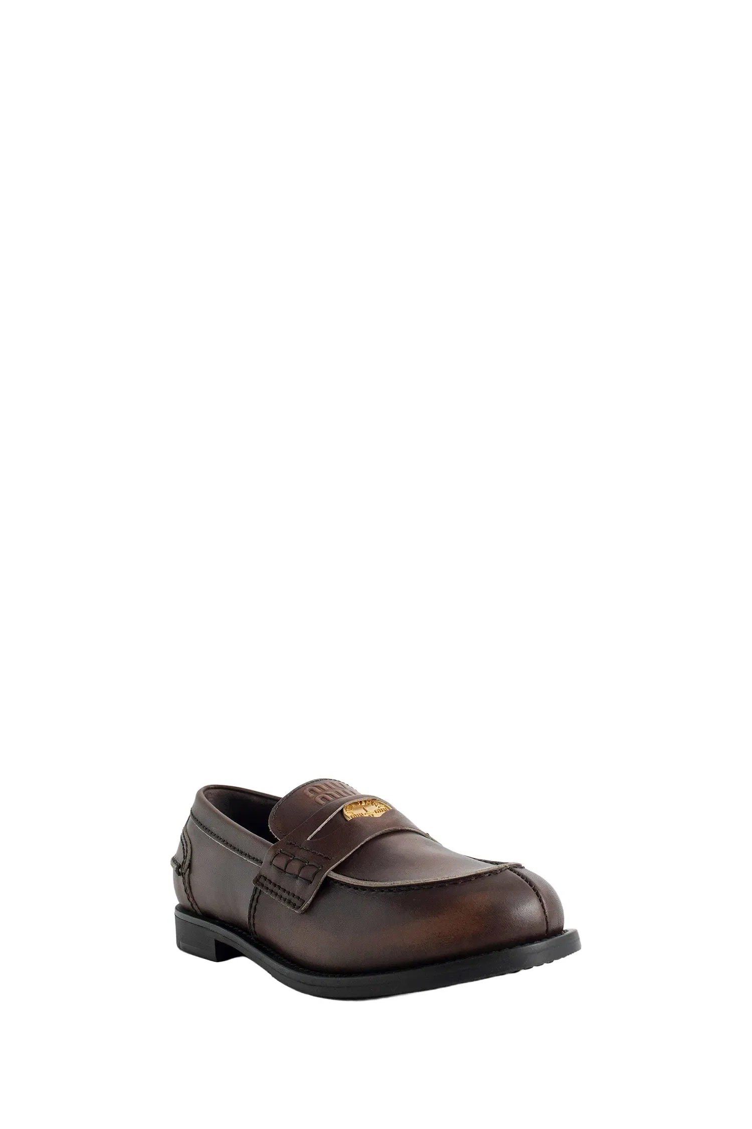 Miu Miu Vintage-effect Leather Penny Loafers