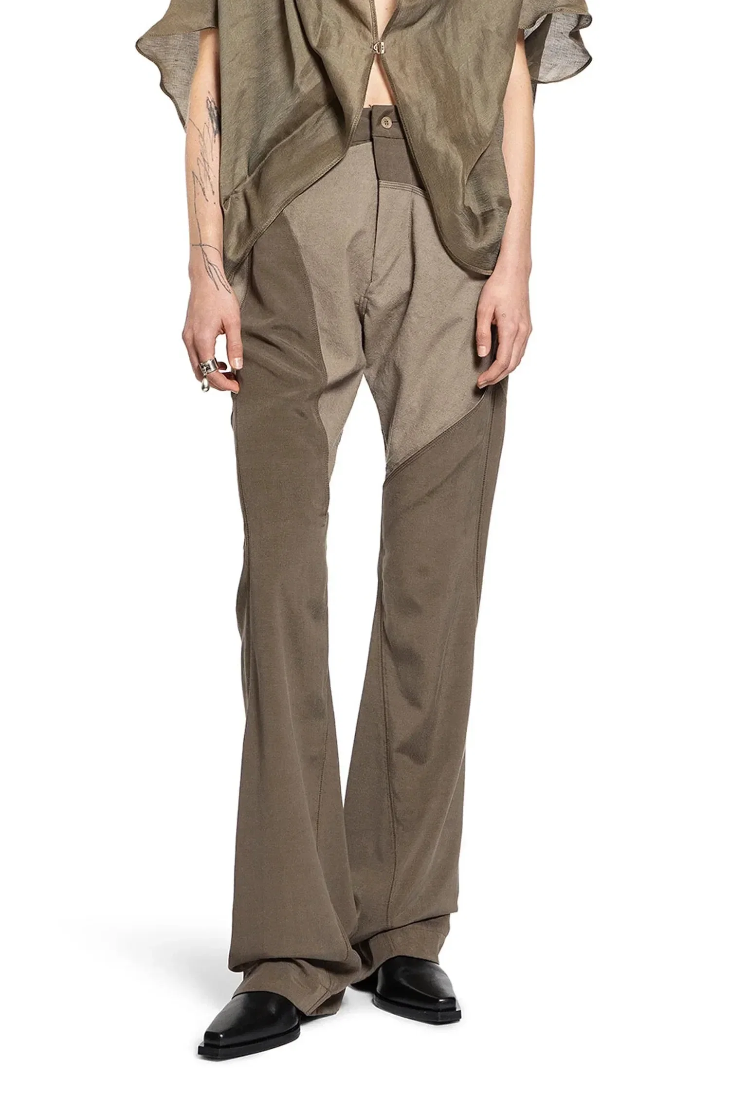 YEHUAFAN Splied Wool Silk Trousers