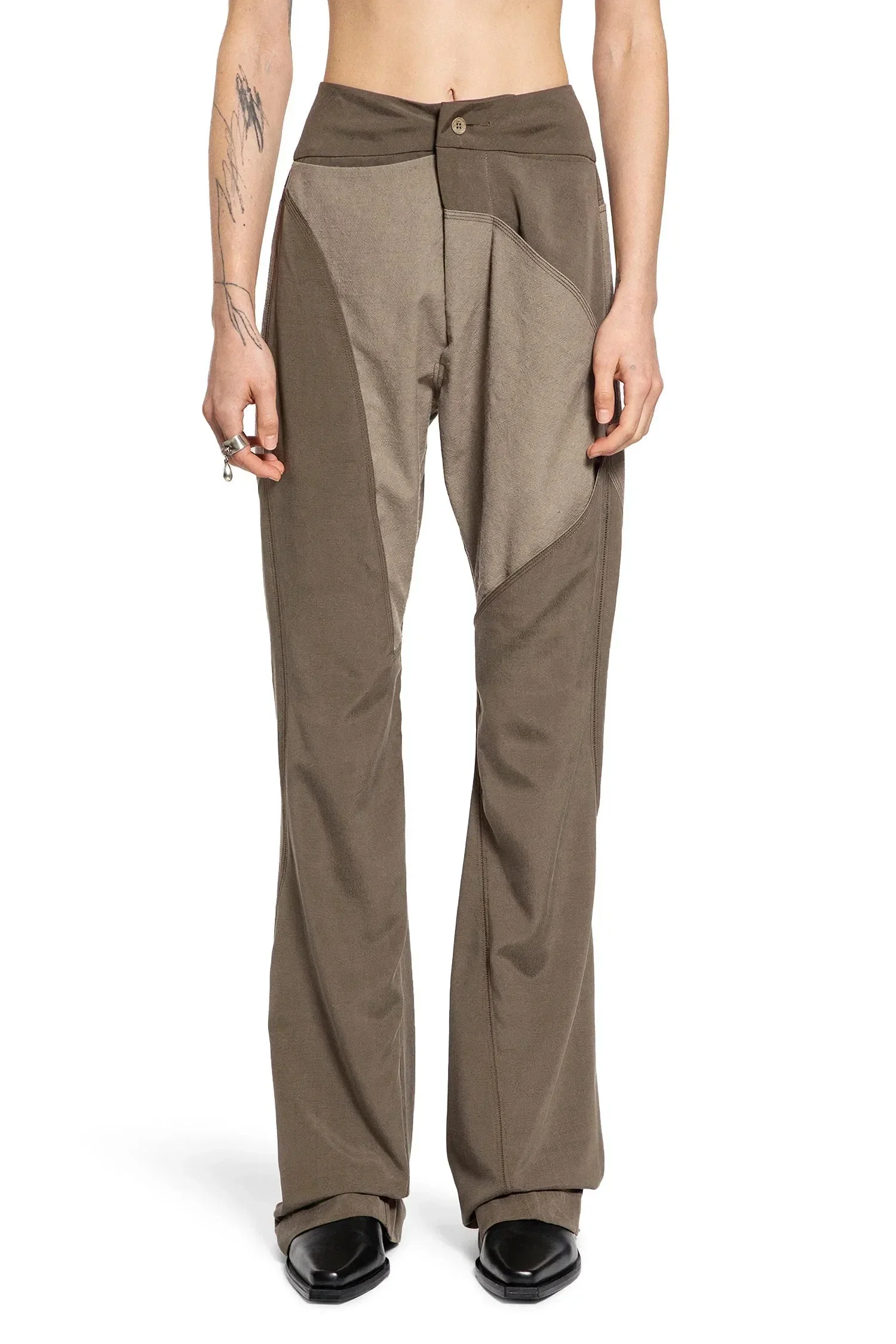 YEHUAFAN Splied Wool Silk Trousers