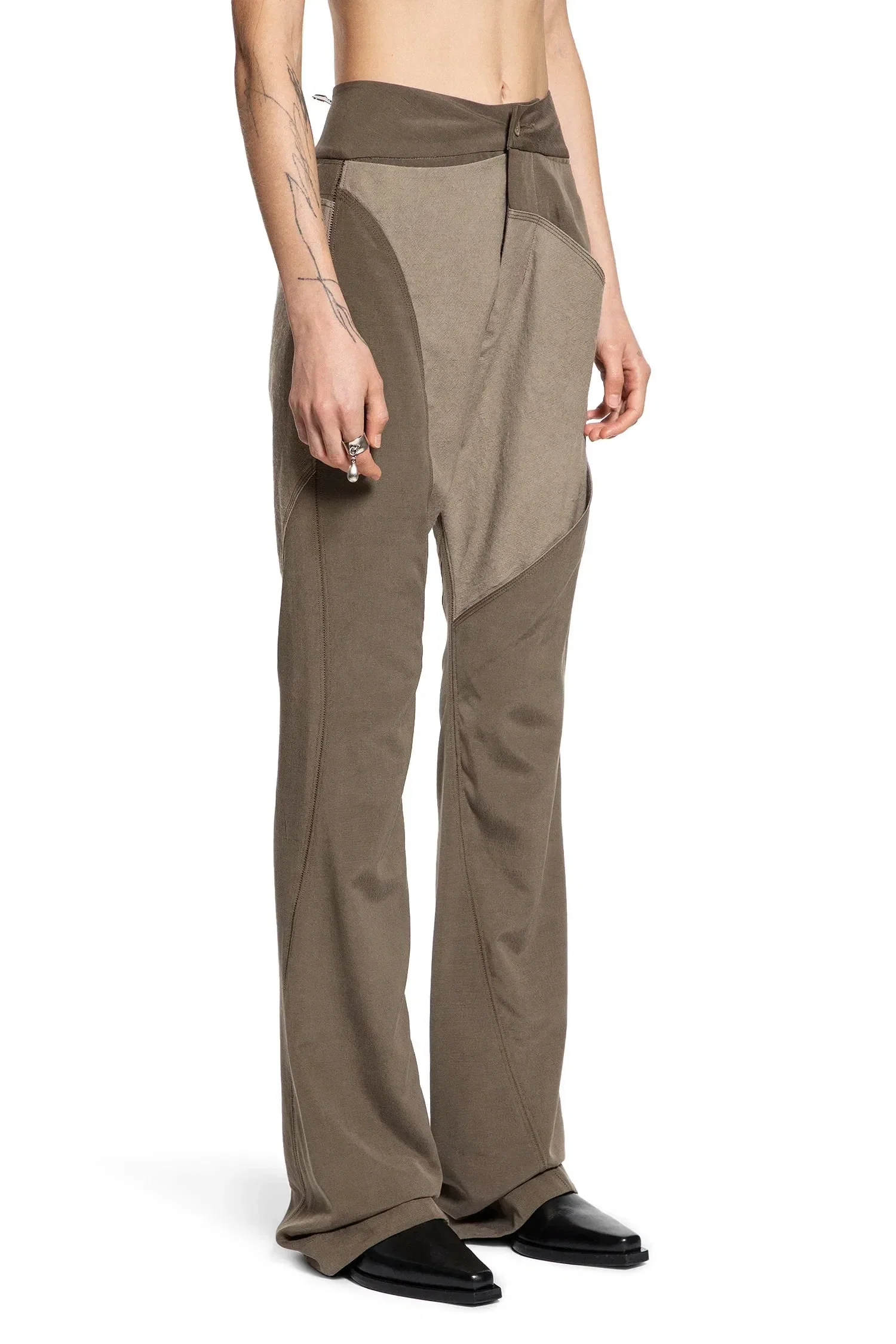 YEHUAFAN Splied Wool Silk Trousers