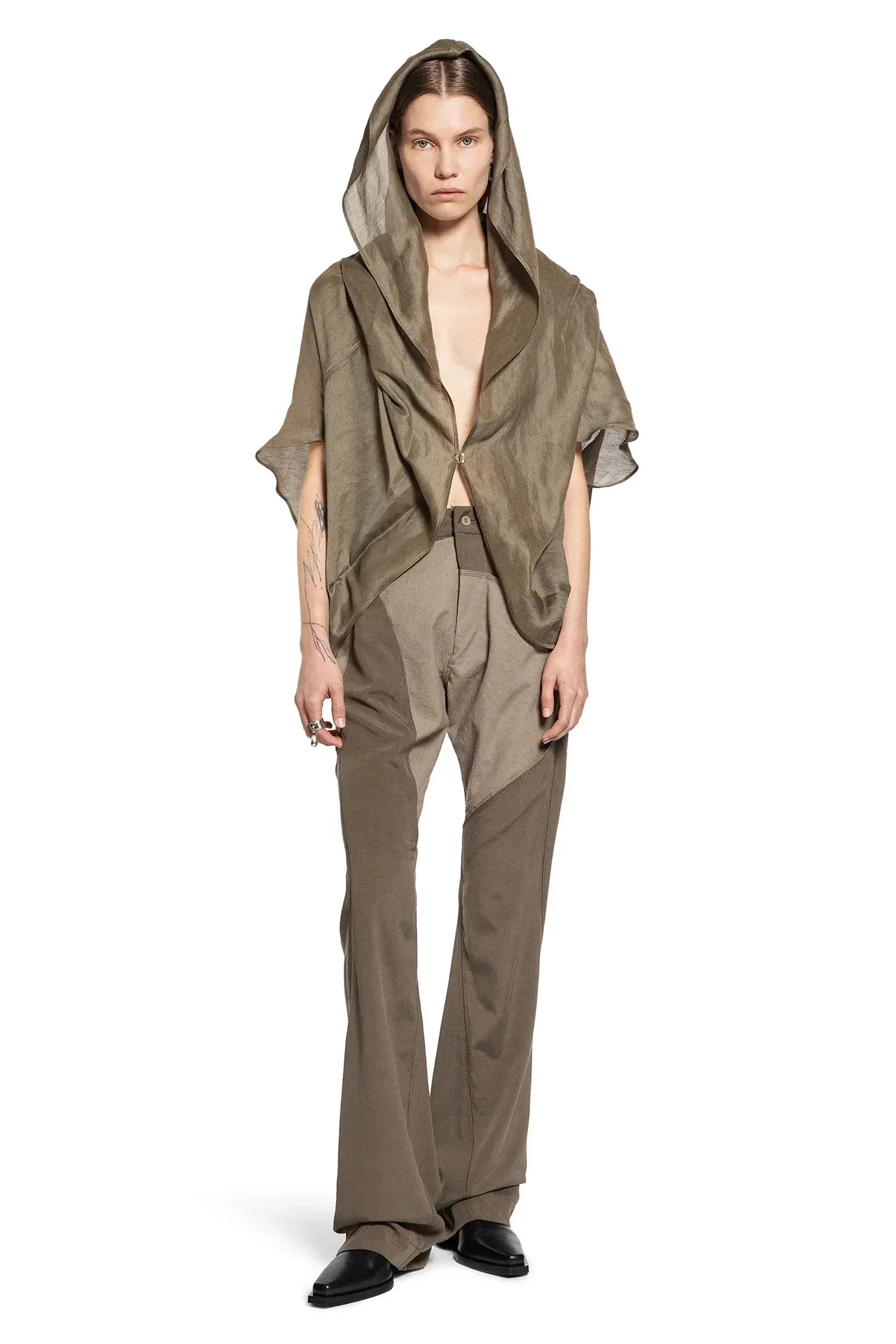 YEHUAFAN Splied Wool Silk Trousers