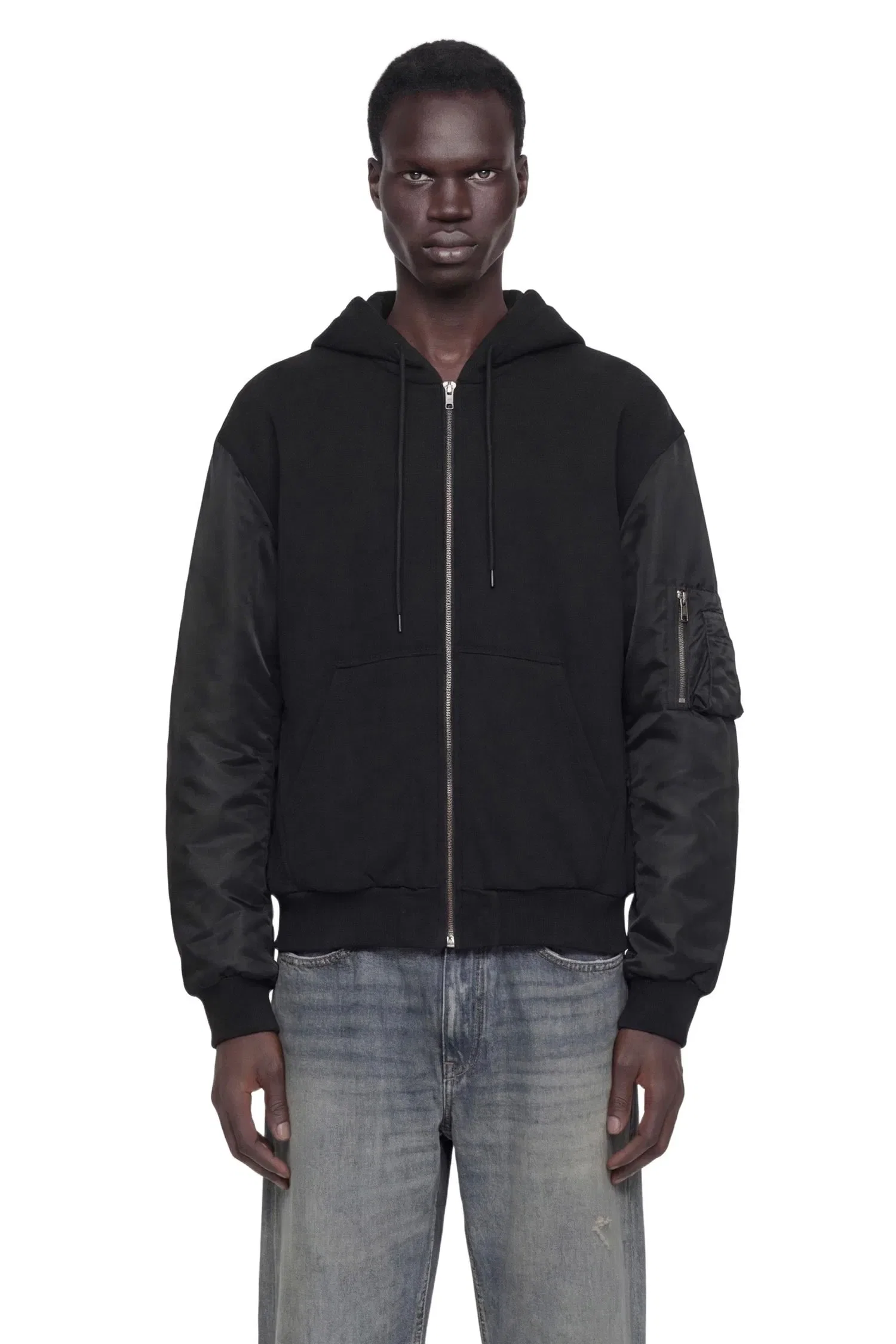 MM6 Maison Margiela Jersey and Nylon Zip-Up Hoodie