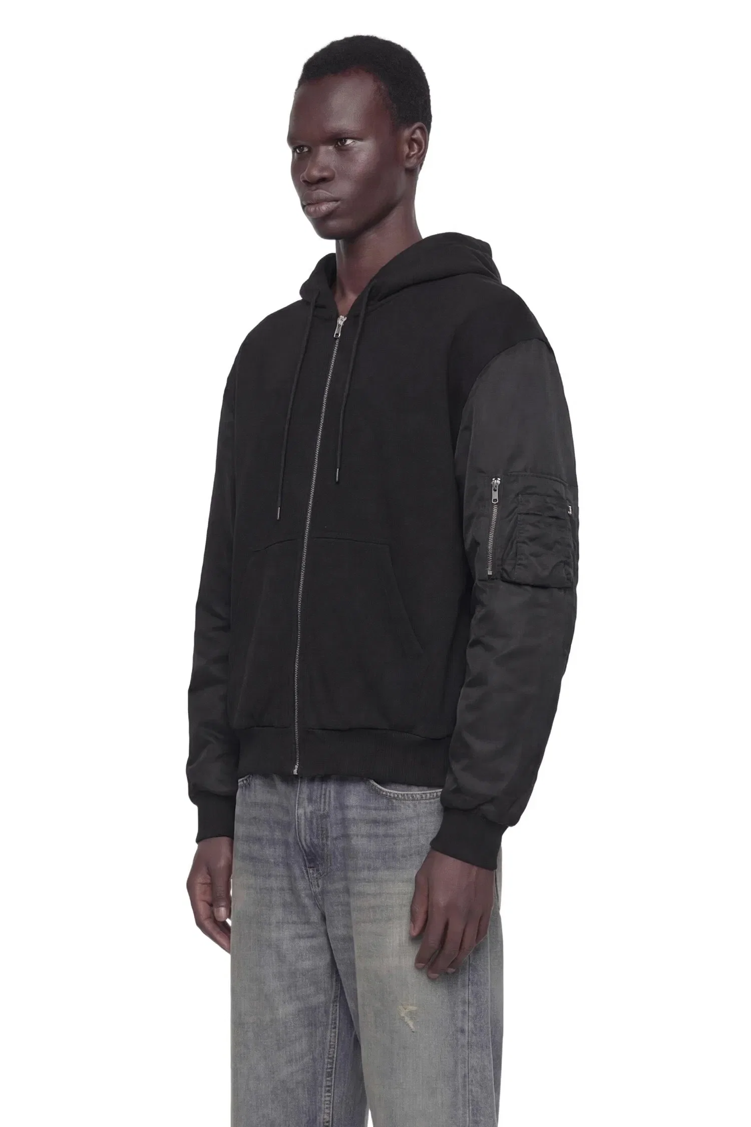 MM6 Maison Margiela Jersey and Nylon Zip-Up Hoodie