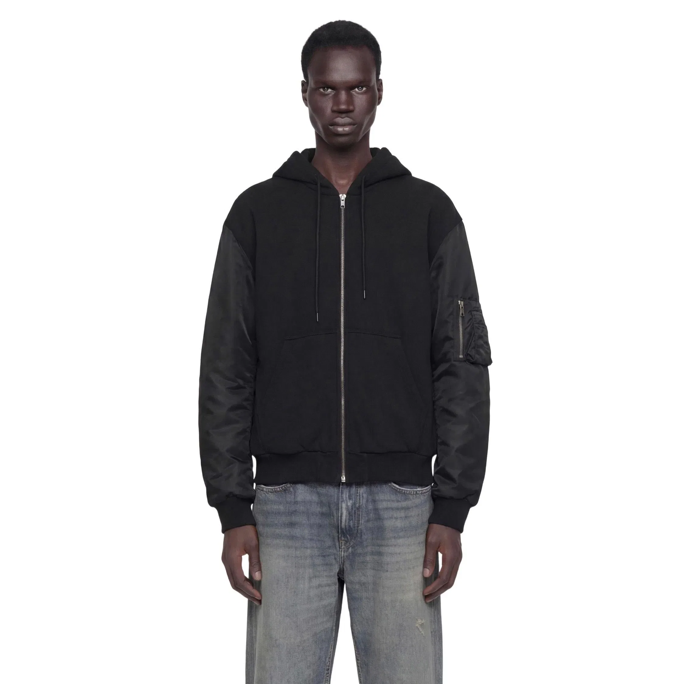 MM6 Maison Margiela Jersey and Nylon Zip-Up Hoodie