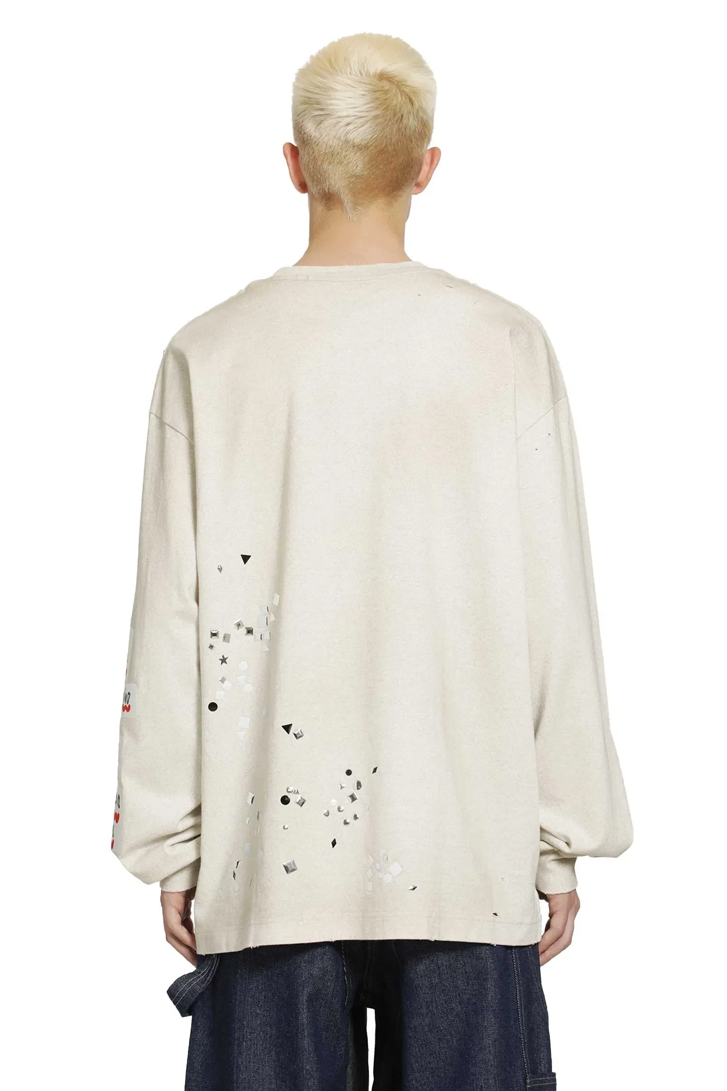 Maison Mihara Yasuhiro Embellished Sticker Long Sleeve T-Shirt