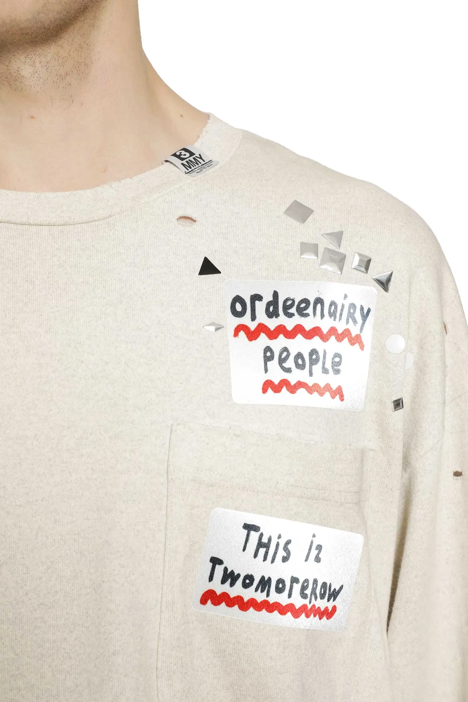 Maison Mihara Yasuhiro Embellished Sticker Long Sleeve T-Shirt