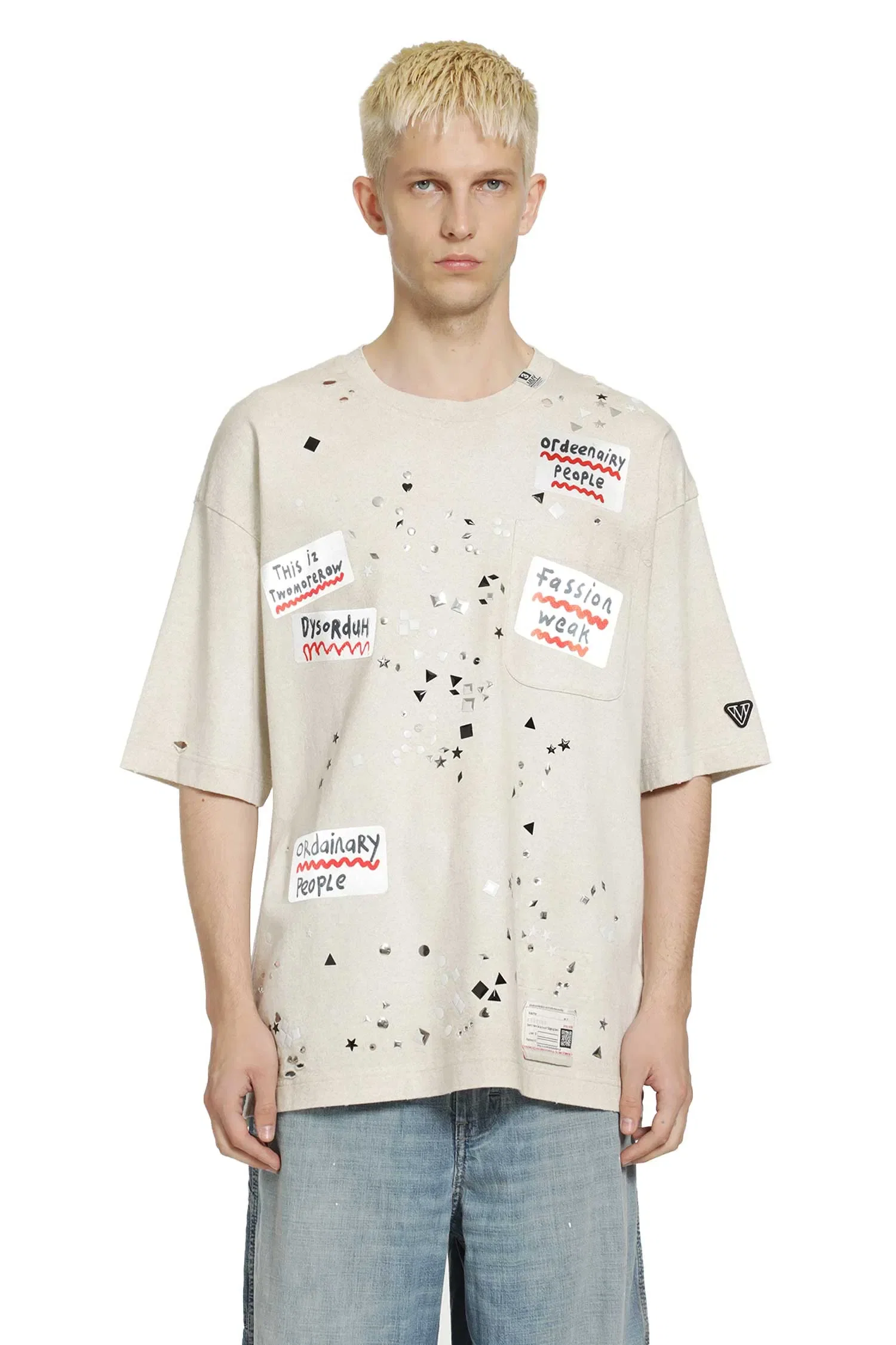 Maison Mihara Yasuhiro Embellished Sticker T-Shirt