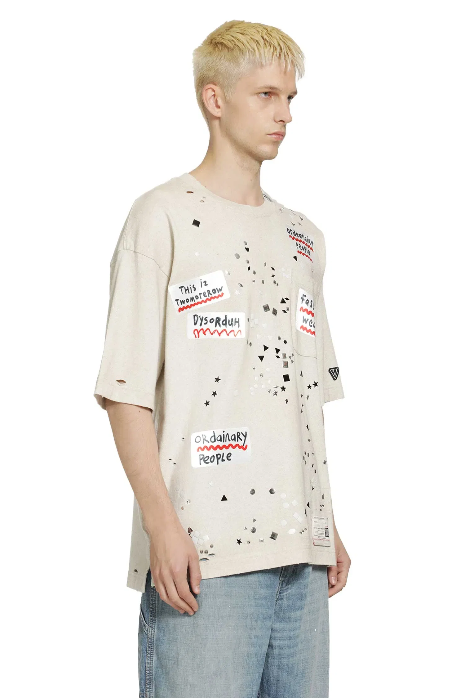Maison Mihara Yasuhiro Embellished Sticker T-Shirt