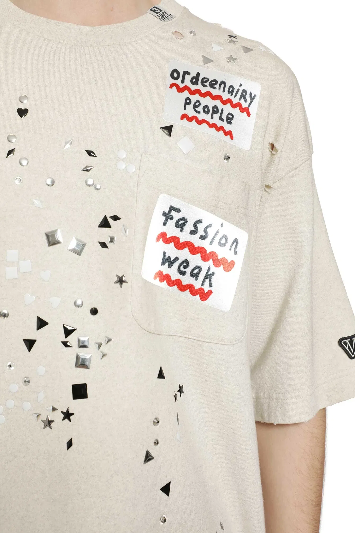 Maison Mihara Yasuhiro Embellished Sticker T-Shirt