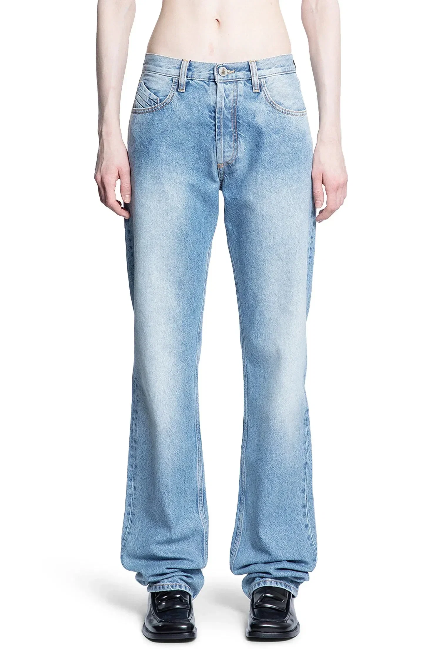The Attico Long Jeans in Glossy Coated Denim