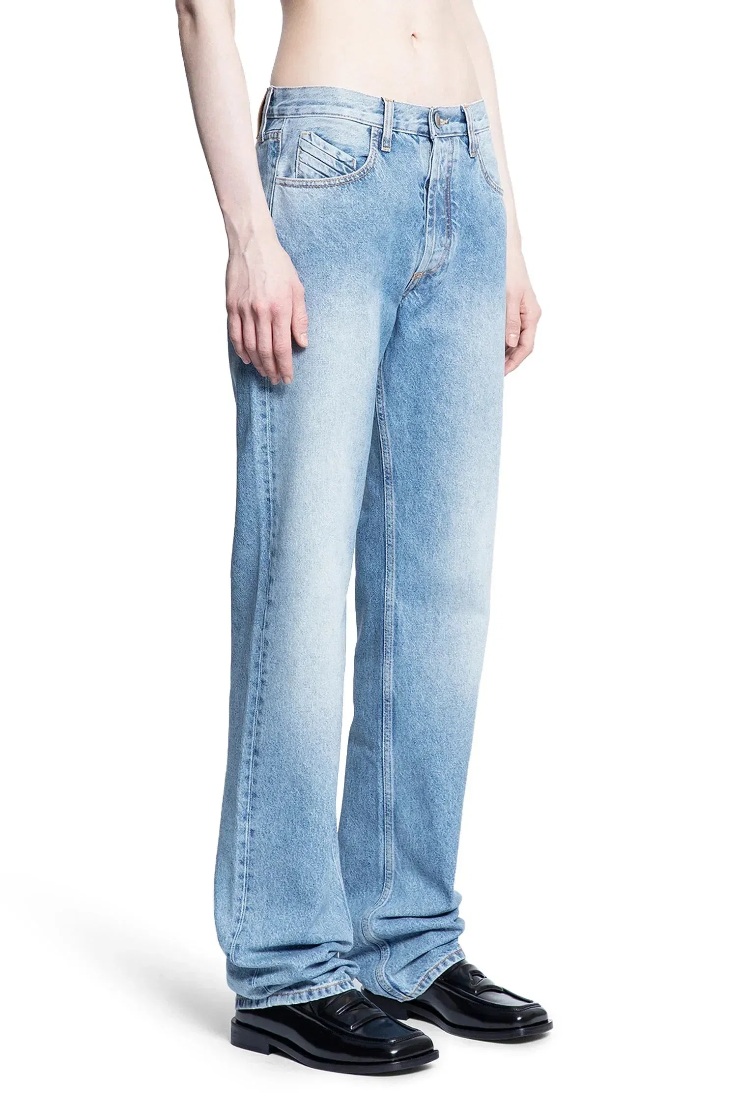 The Attico Long Jeans in Glossy Coated Denim