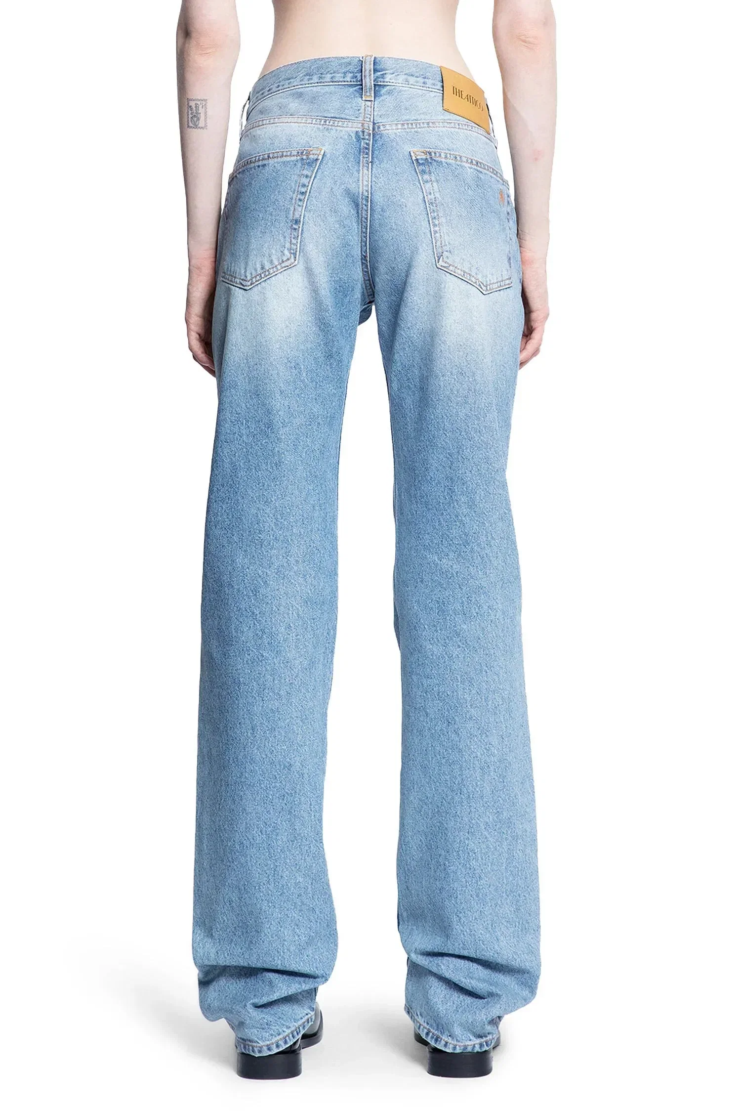 The Attico Long Jeans in Glossy Coated Denim