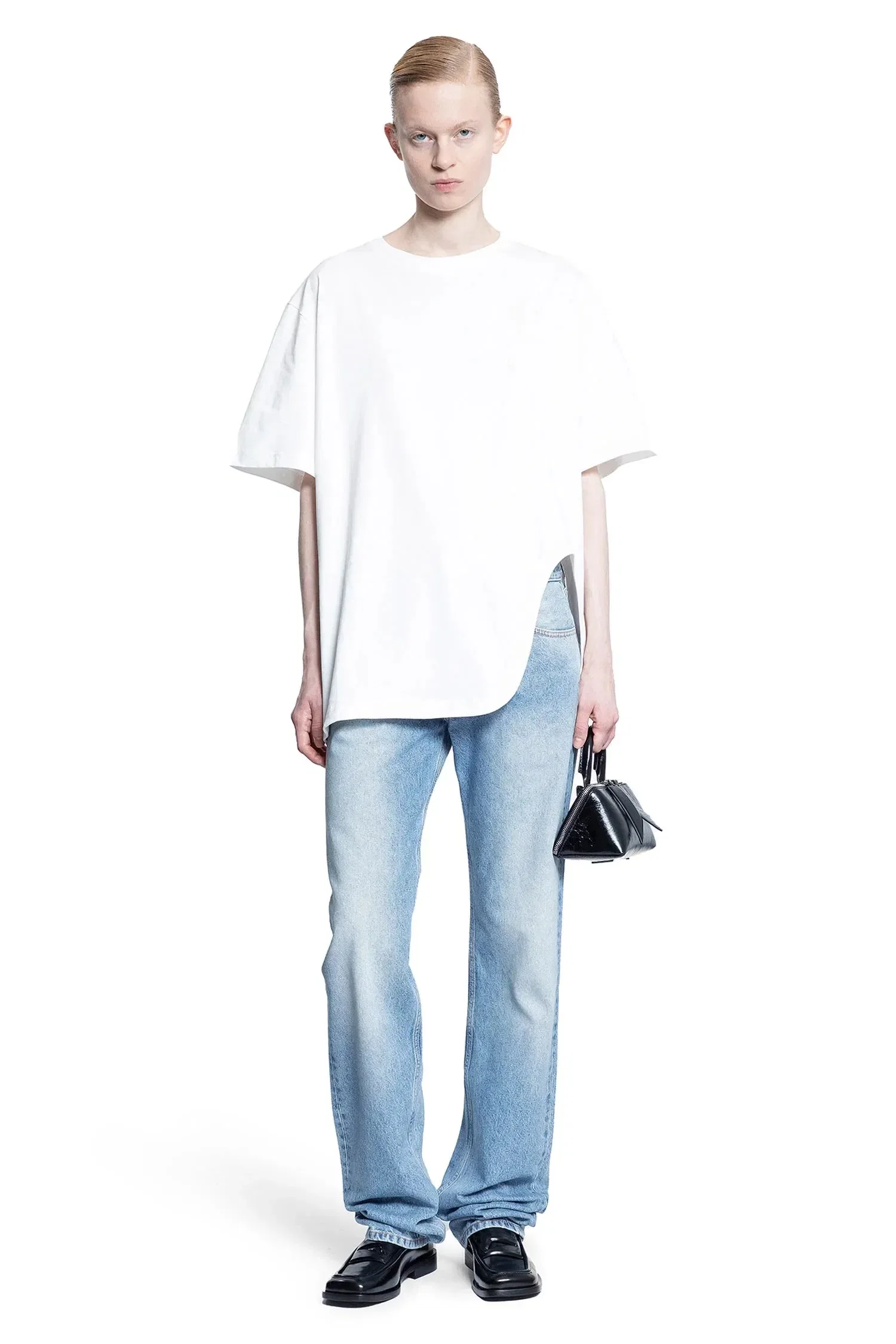 The Attico Long Jeans in Glossy Coated Denim