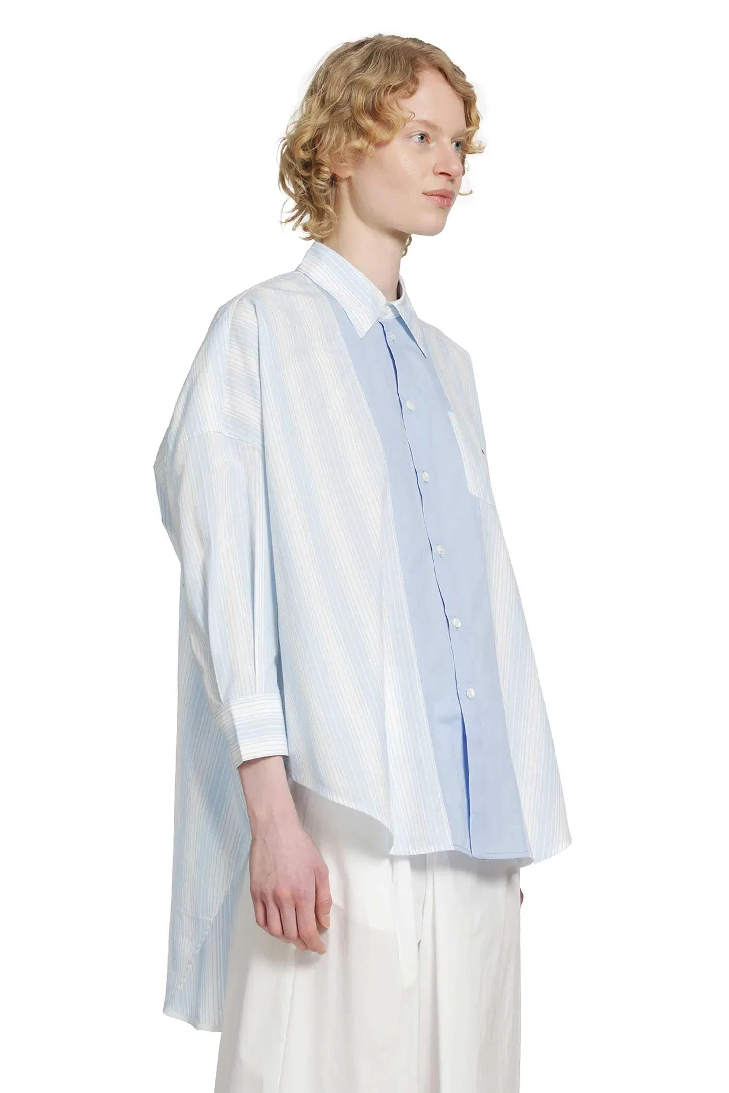 Marni Cotton Poplin Pinstriped Patchwork Shirt
