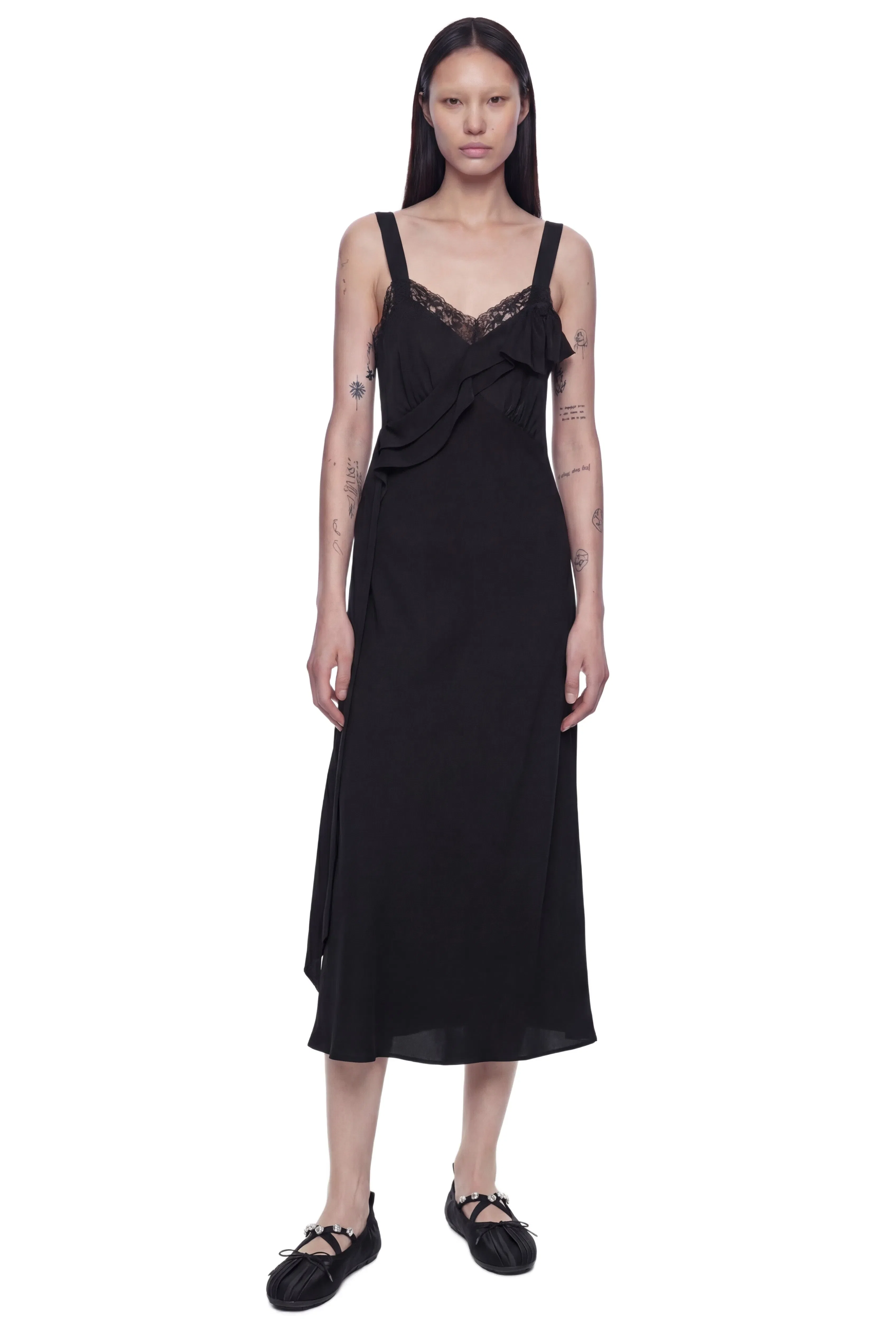 Simone Rocha Bow Sash Slip Midi Dress