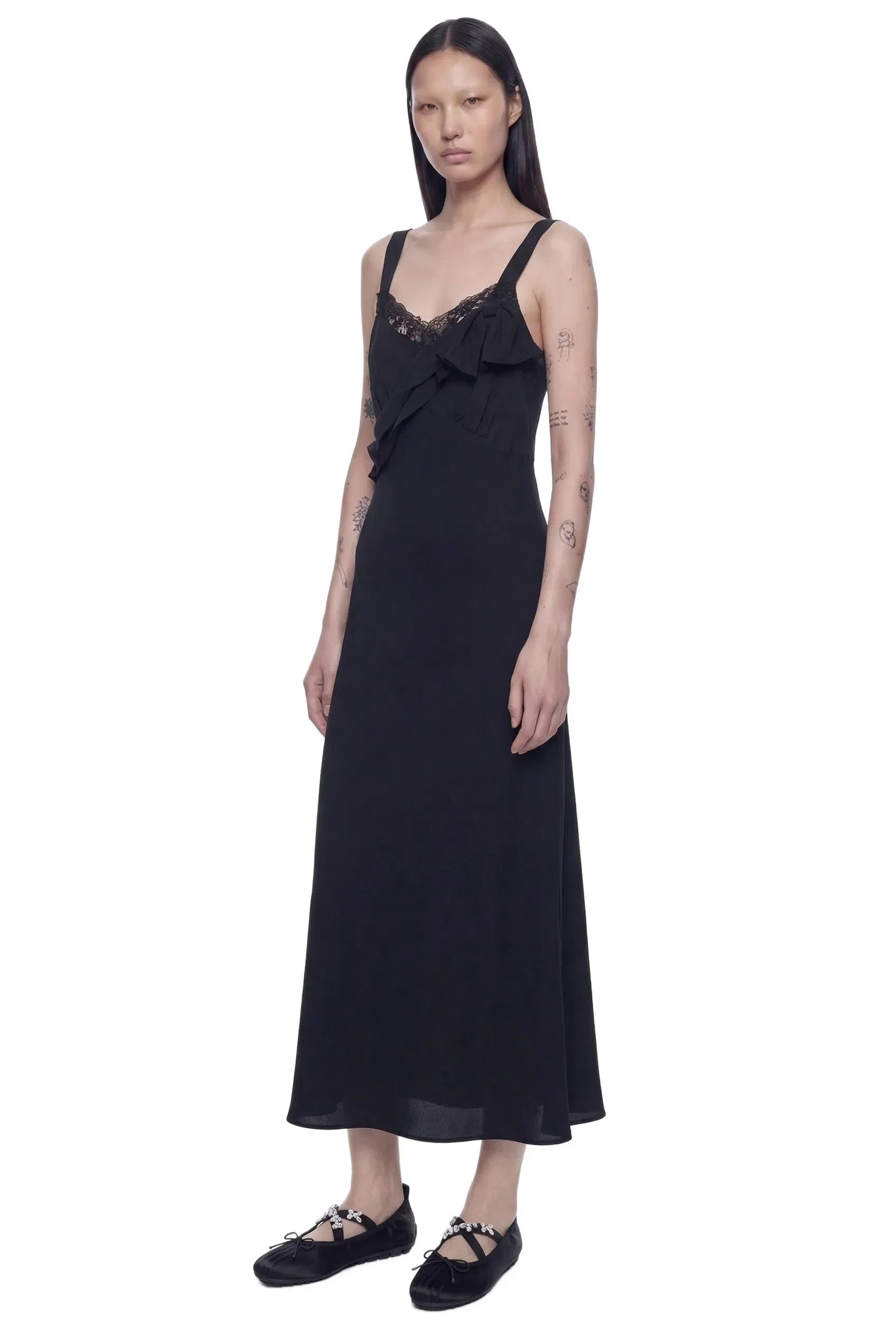 Simone Rocha Bow Sash Slip Midi Dress