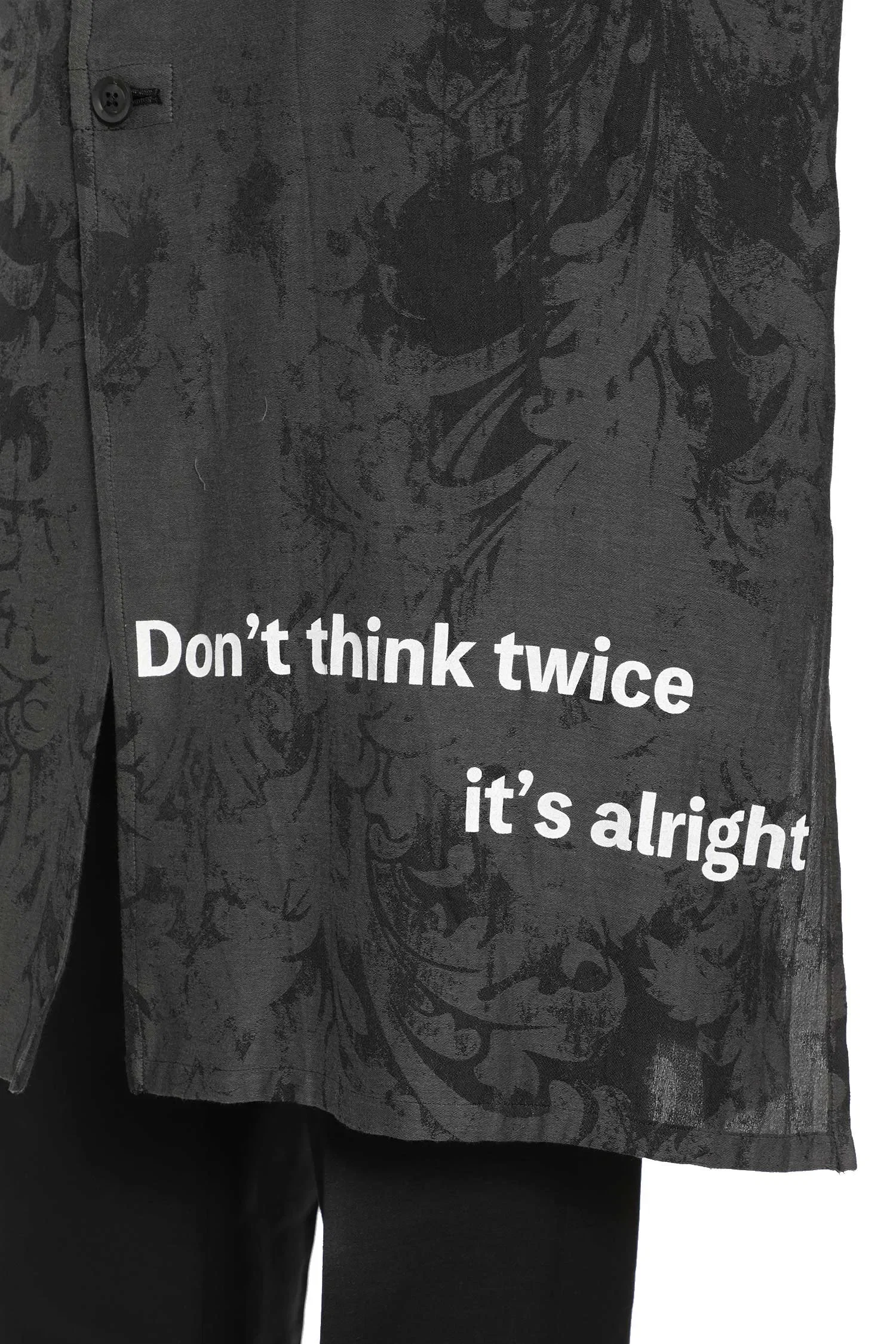 Yohji Yamamoto Jacquard Message Print Long Jacket