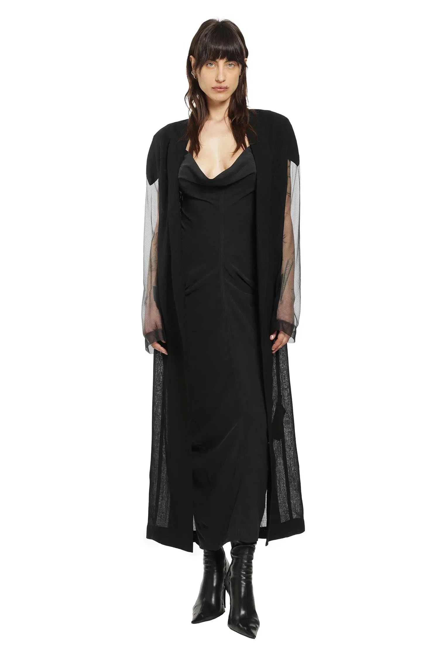 YEHUAFAN Semi-sheer Tulle Coat