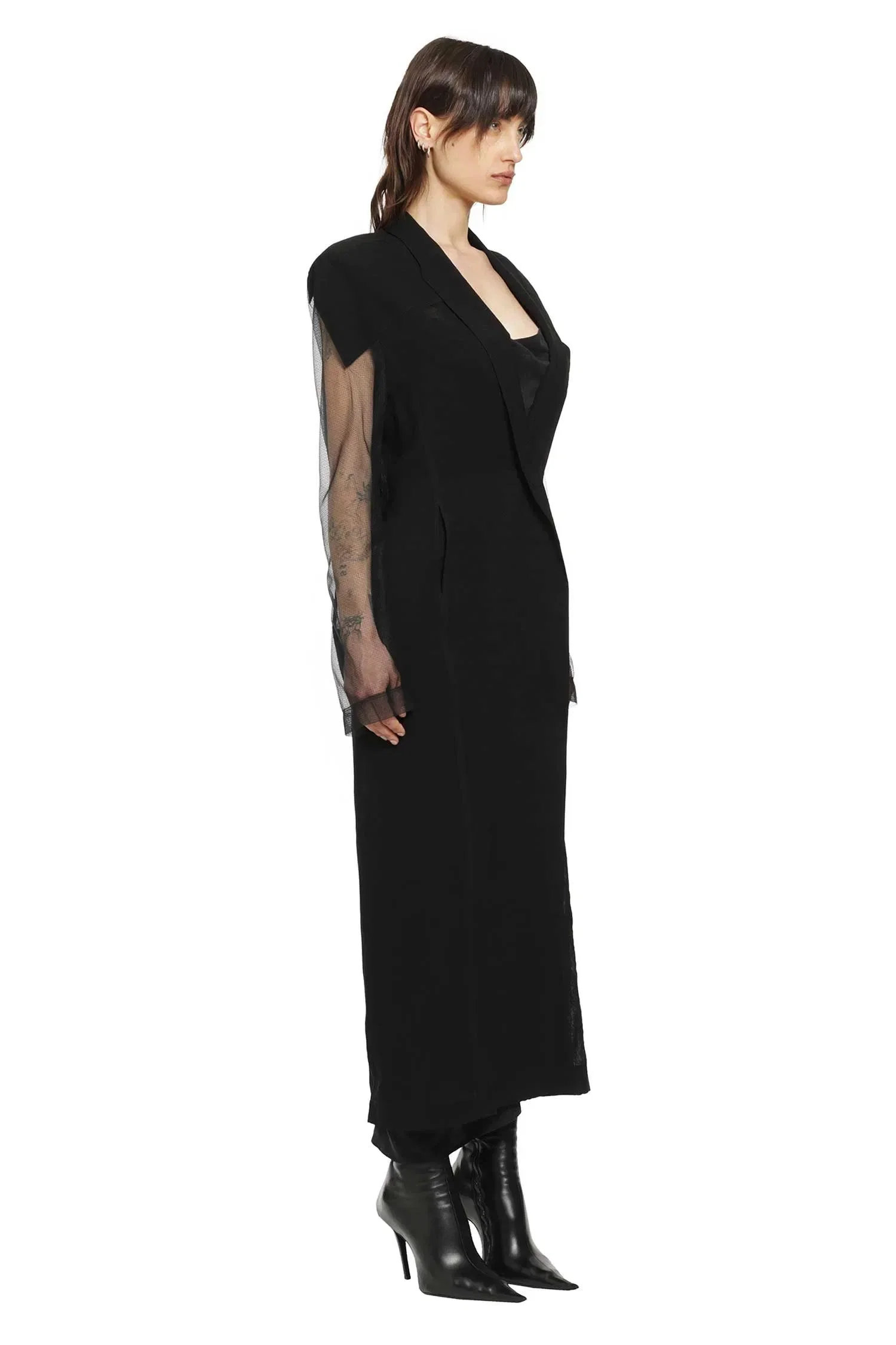 YEHUAFAN Semi-sheer Tulle Coat