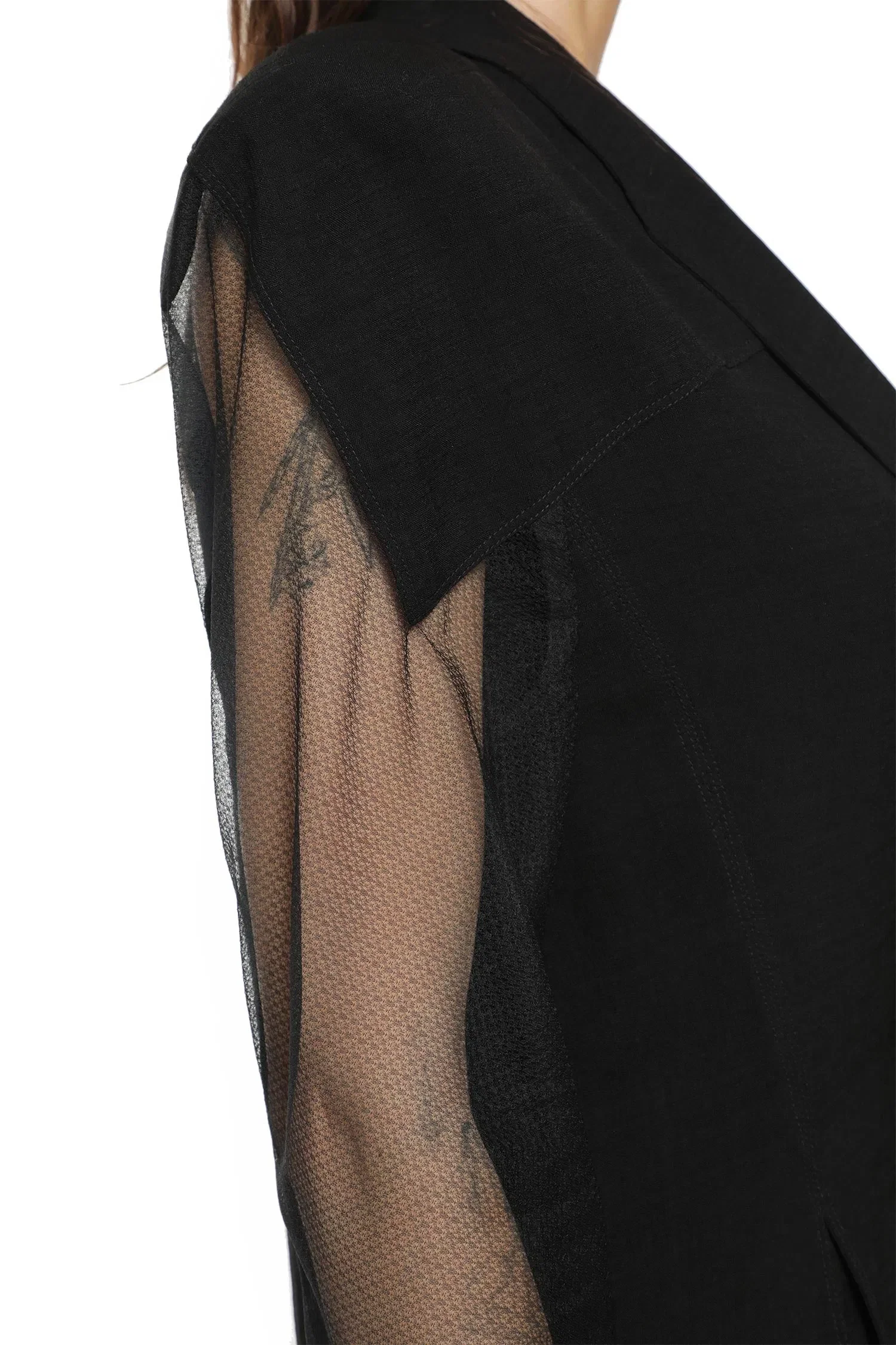 YEHUAFAN Semi-sheer Tulle Coat