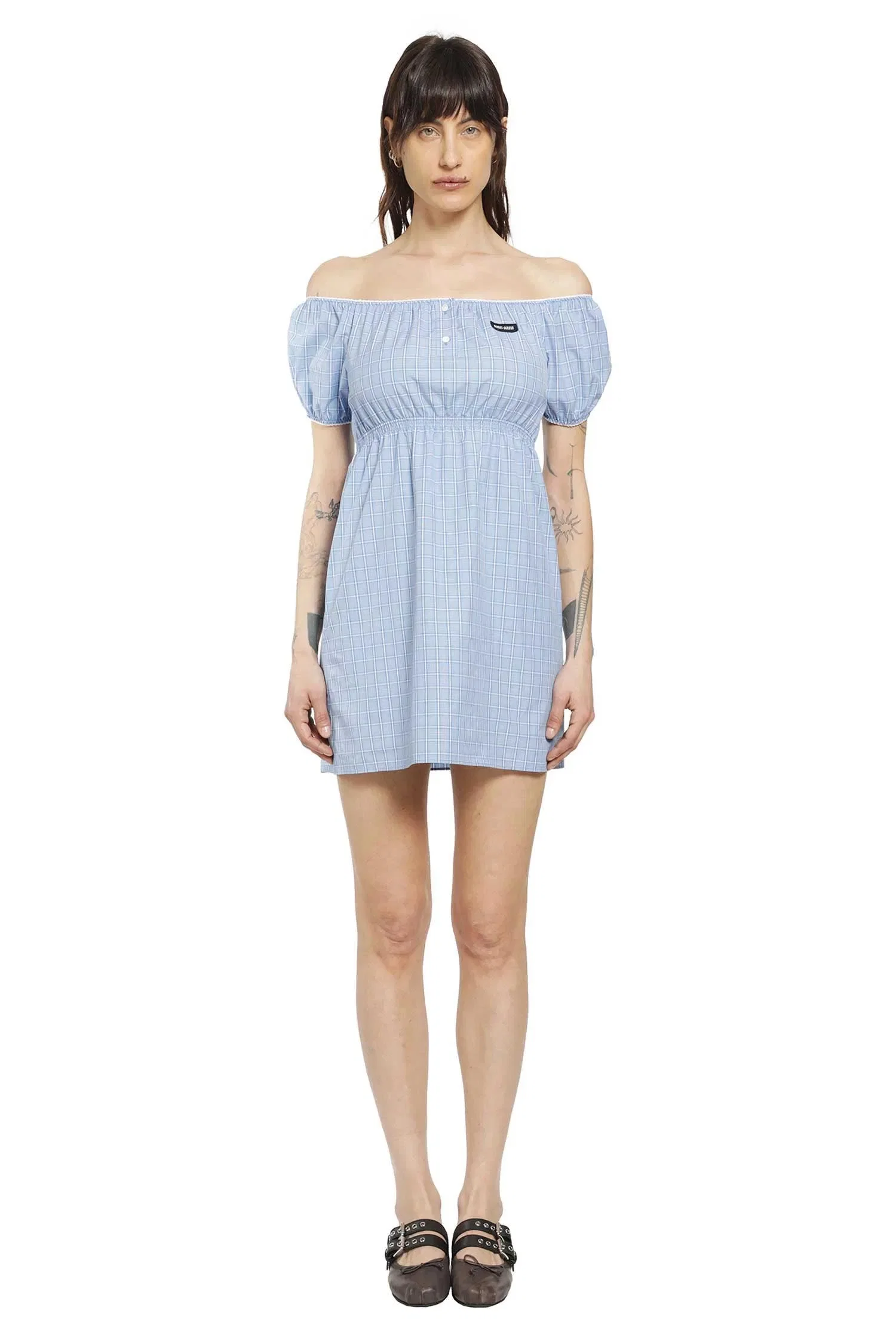 Miu Miu Checked Poplin Mini Dress