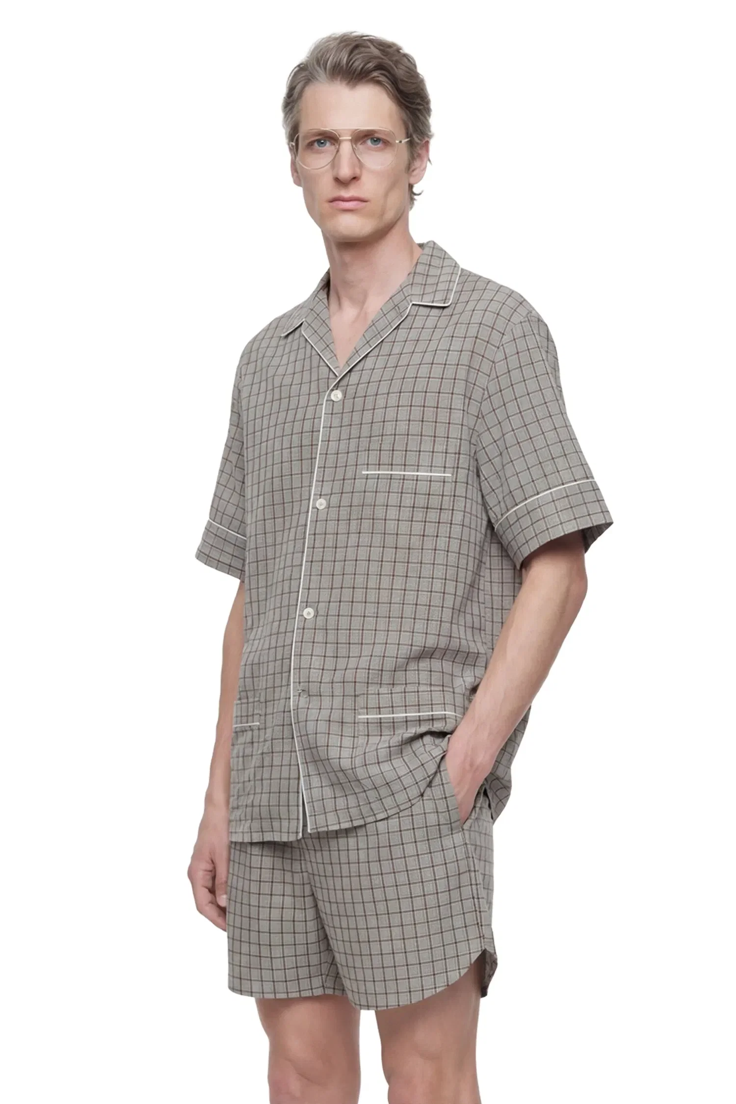 Hed Mayner Viscose Linen Check Shirt