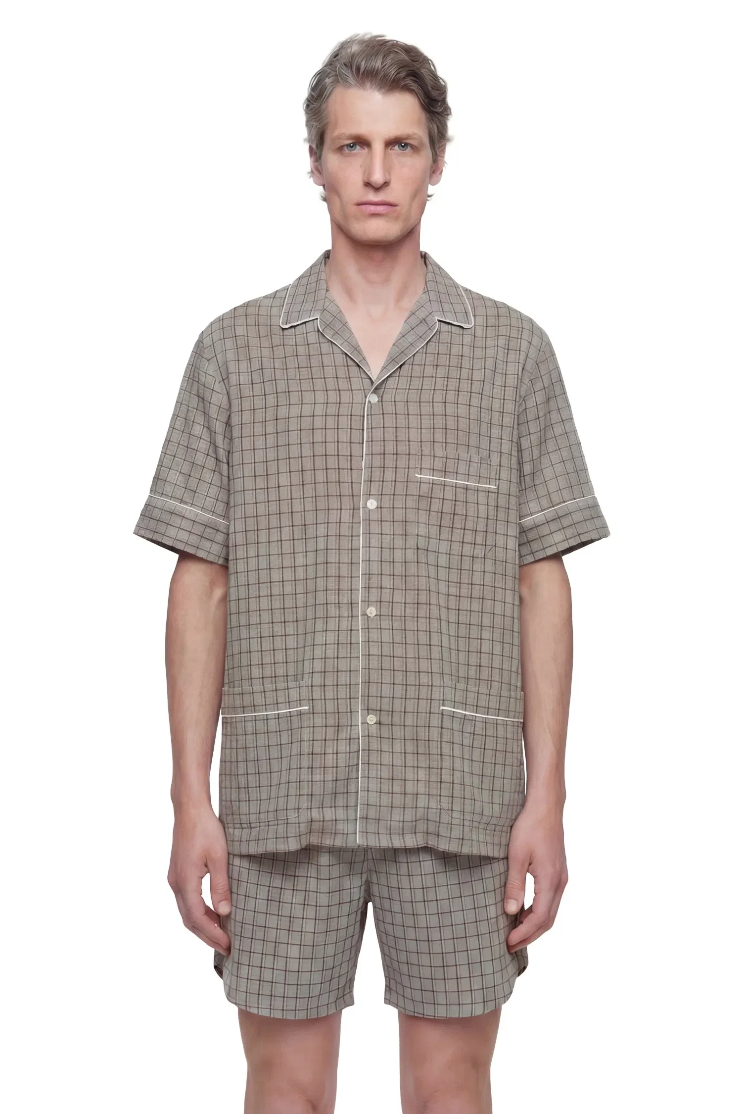 Hed Mayner Viscose Linen Check Shirt