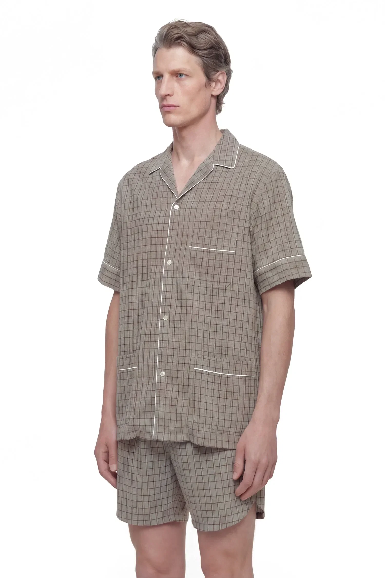 Hed Mayner Viscose Linen Check Shirt