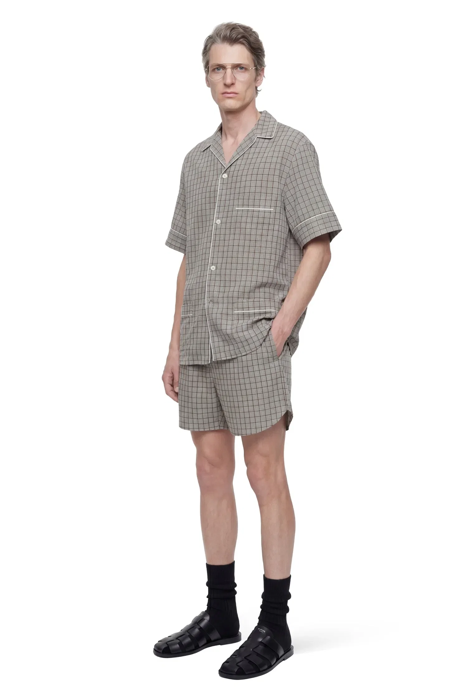 Hed Mayner Viscose Linen Check Shirt