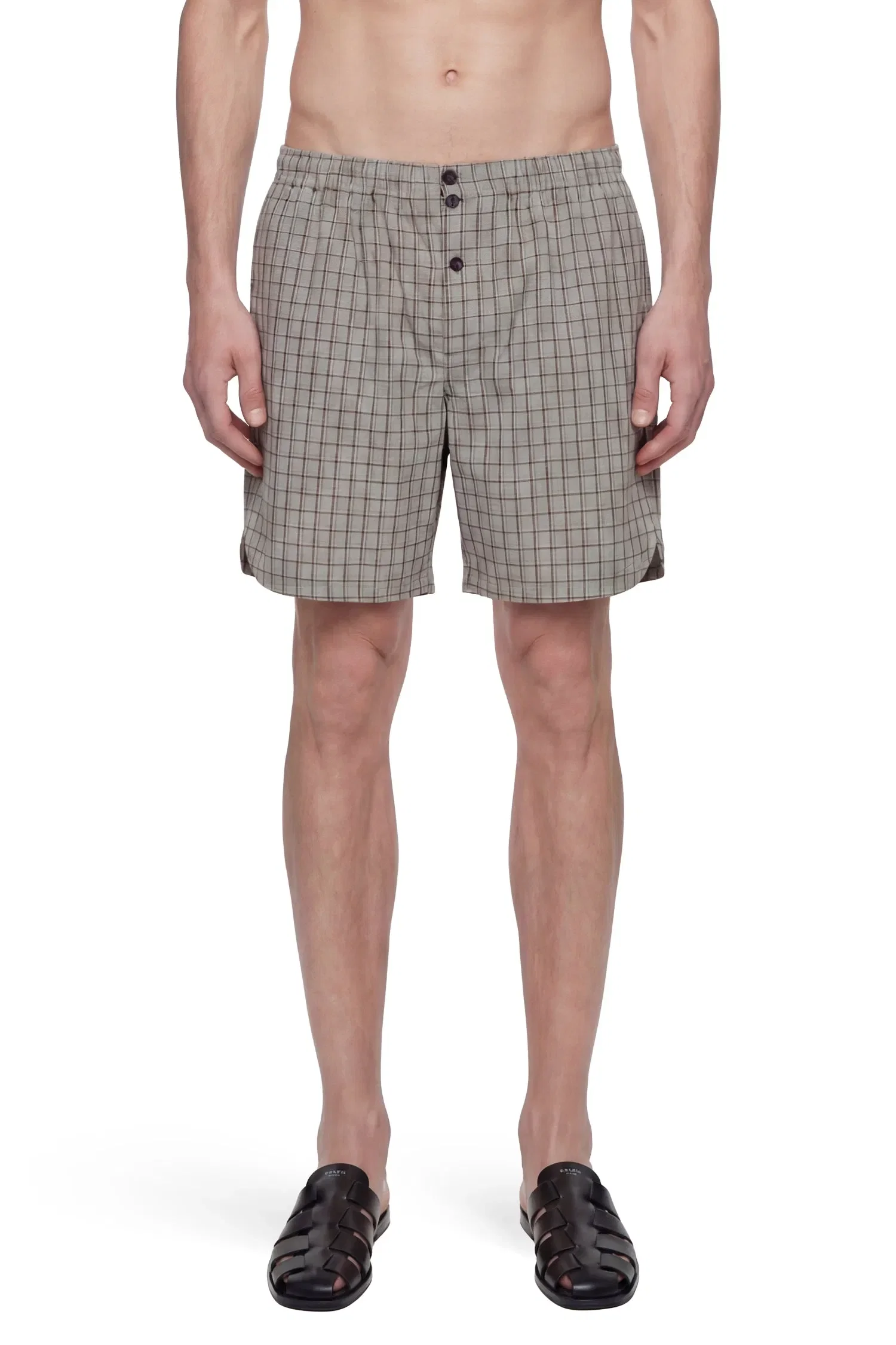 Hed Mayner Viscose Linen Check Shorts