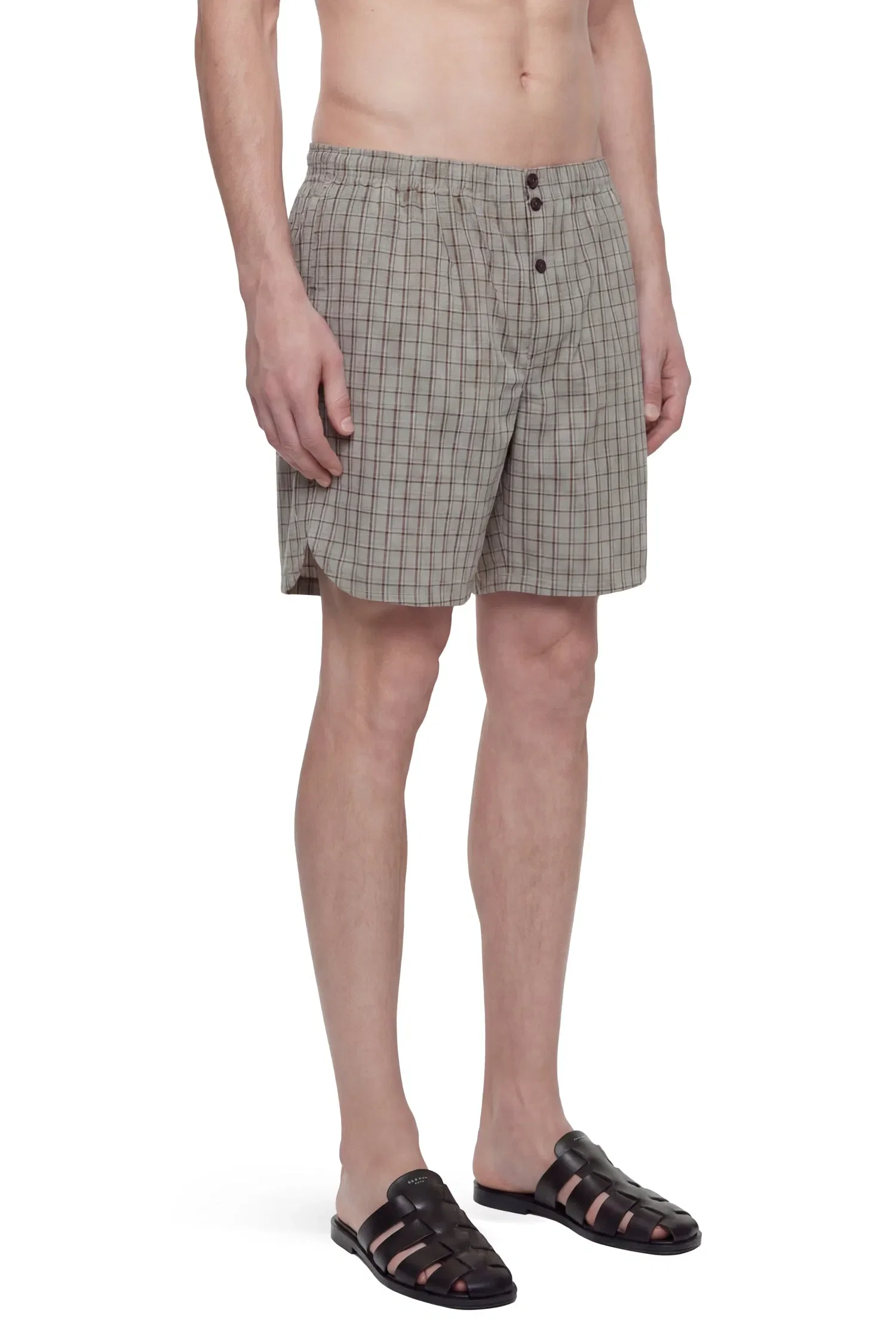 Hed Mayner Viscose Linen Check Shorts