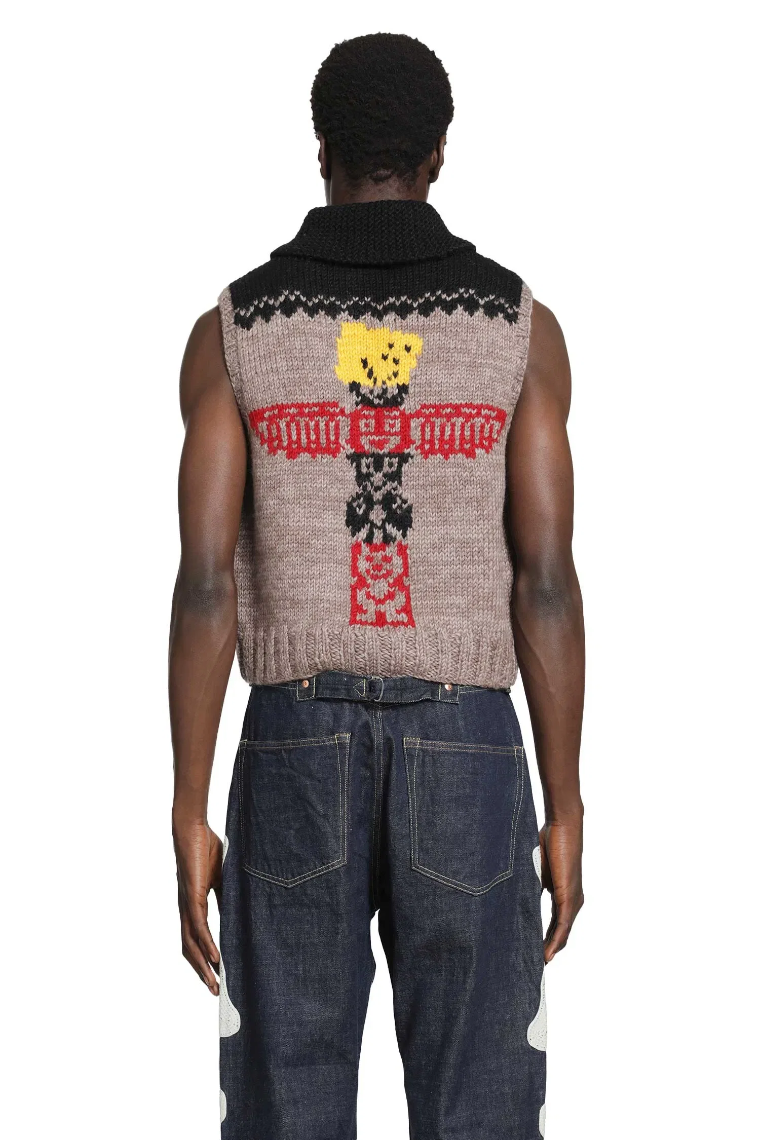 KAPITAL Hand Knit Peckish Totem Pole Vest